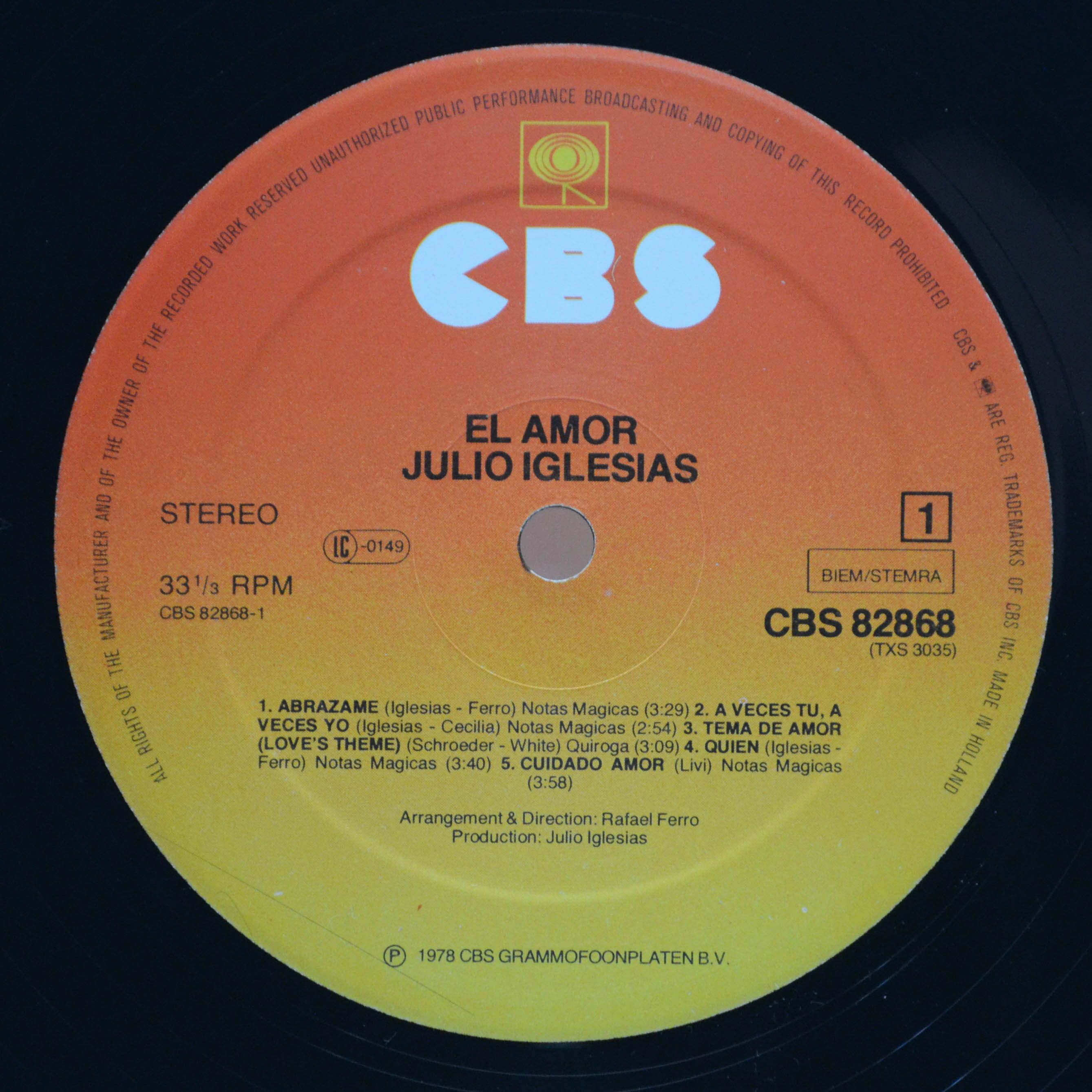 Julio Iglesias — El Amor, 1978