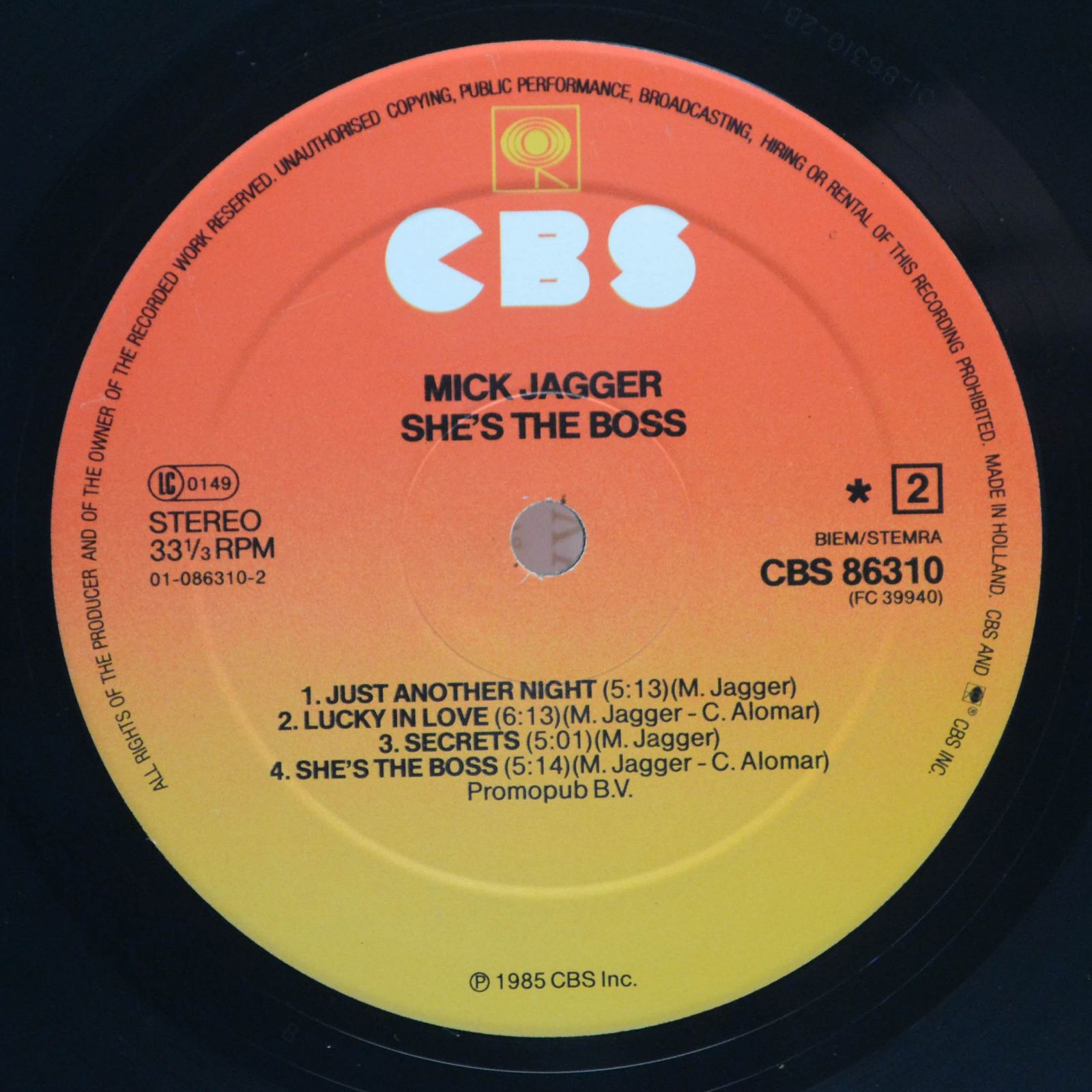 Mick Jagger — She's The Boss, 1985