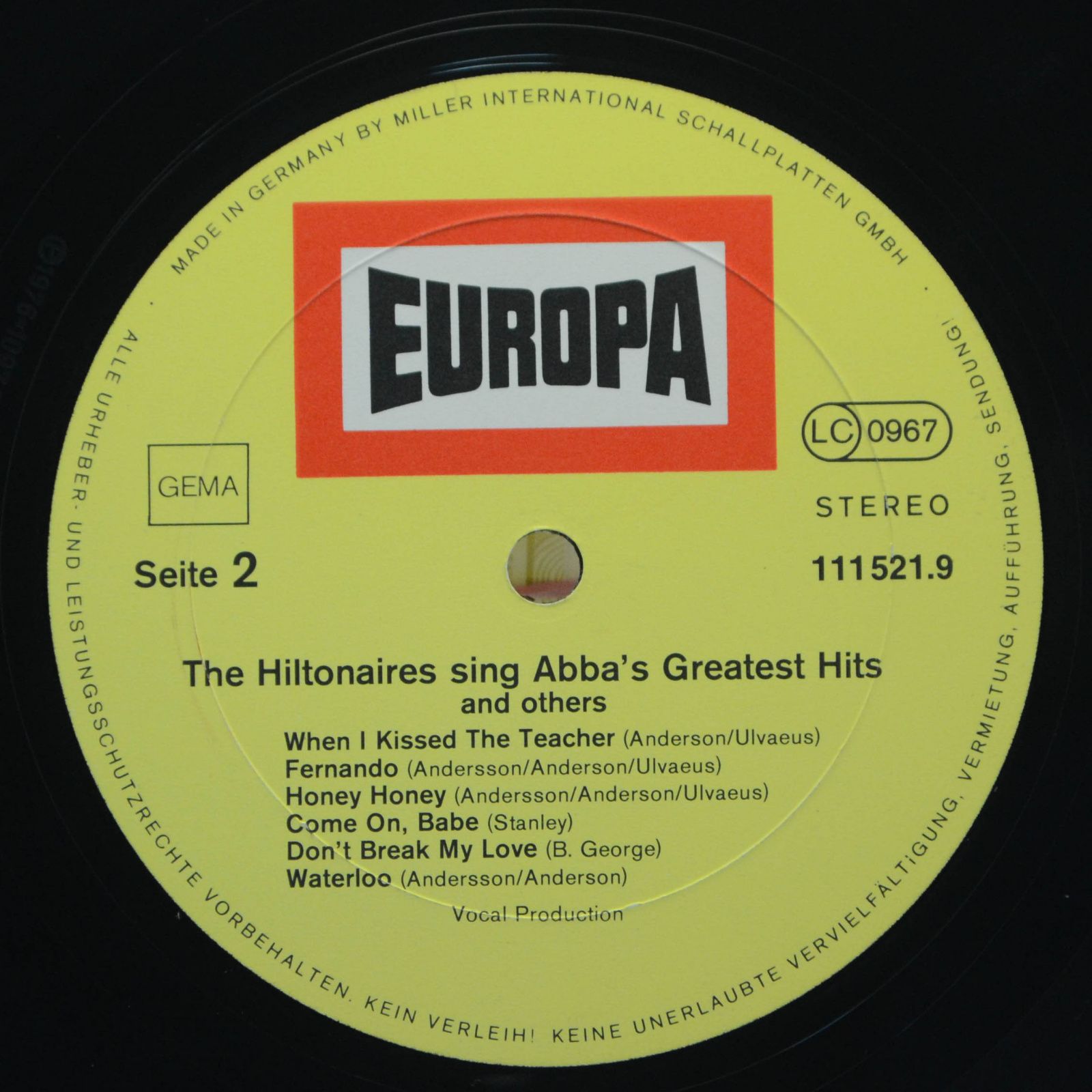 Hiltonaires — The Hiltonaires Singen Abba Grosse Erfolge Und Andere, 1977
