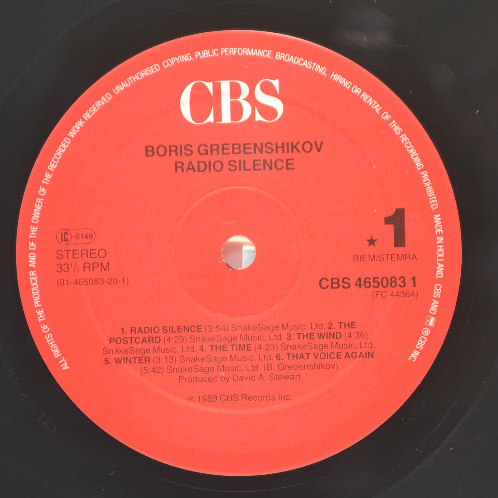 Boris Grebenshikov — Radio Silence, 1989