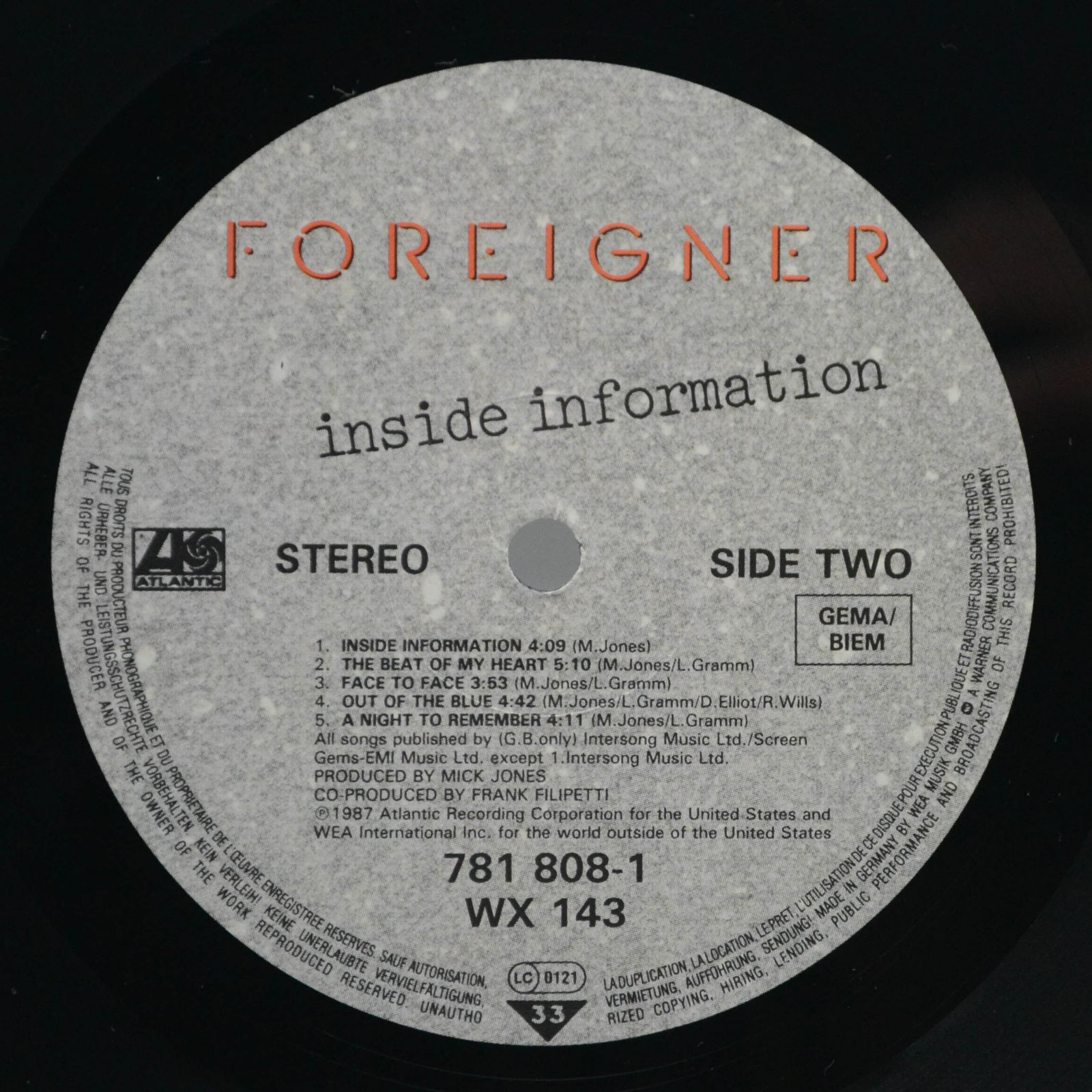 Foreigner — Inside Information, 1987