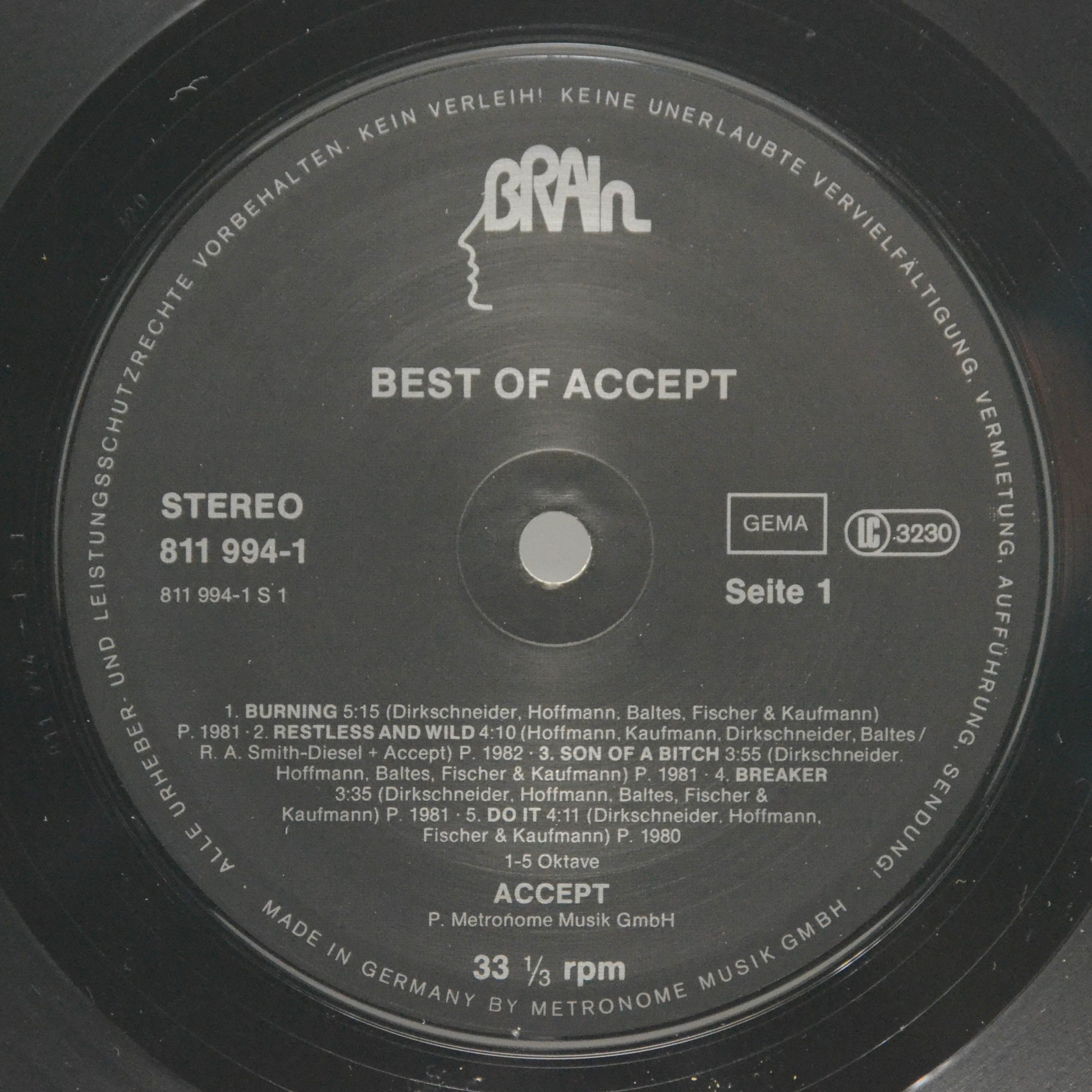 Виниловая пластинка Accept — Best Of Accept (1-st, Germany), 1983