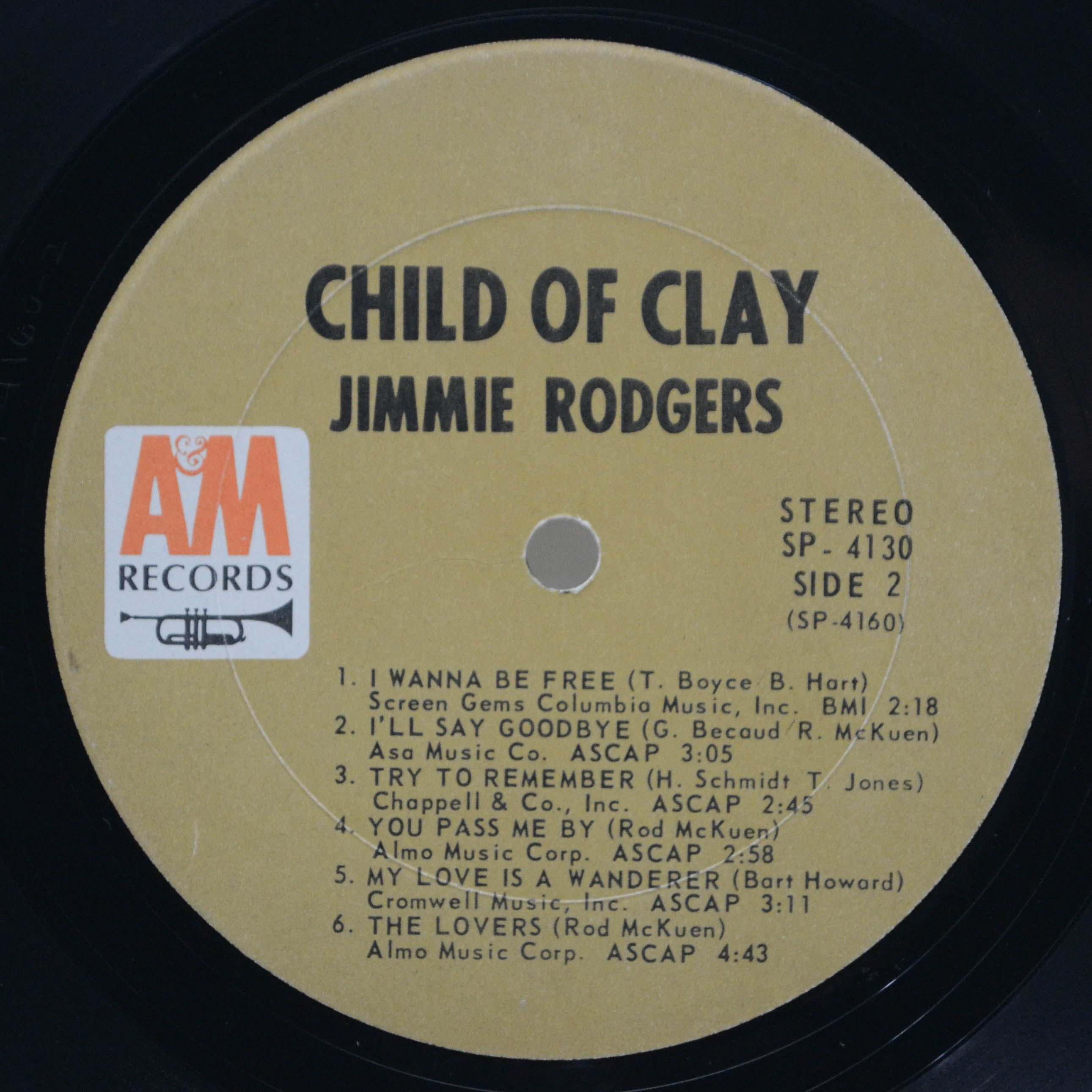 Виниловая пластинка Jimmie Rodgers — Child Of Clay (1-st, USA), 1967