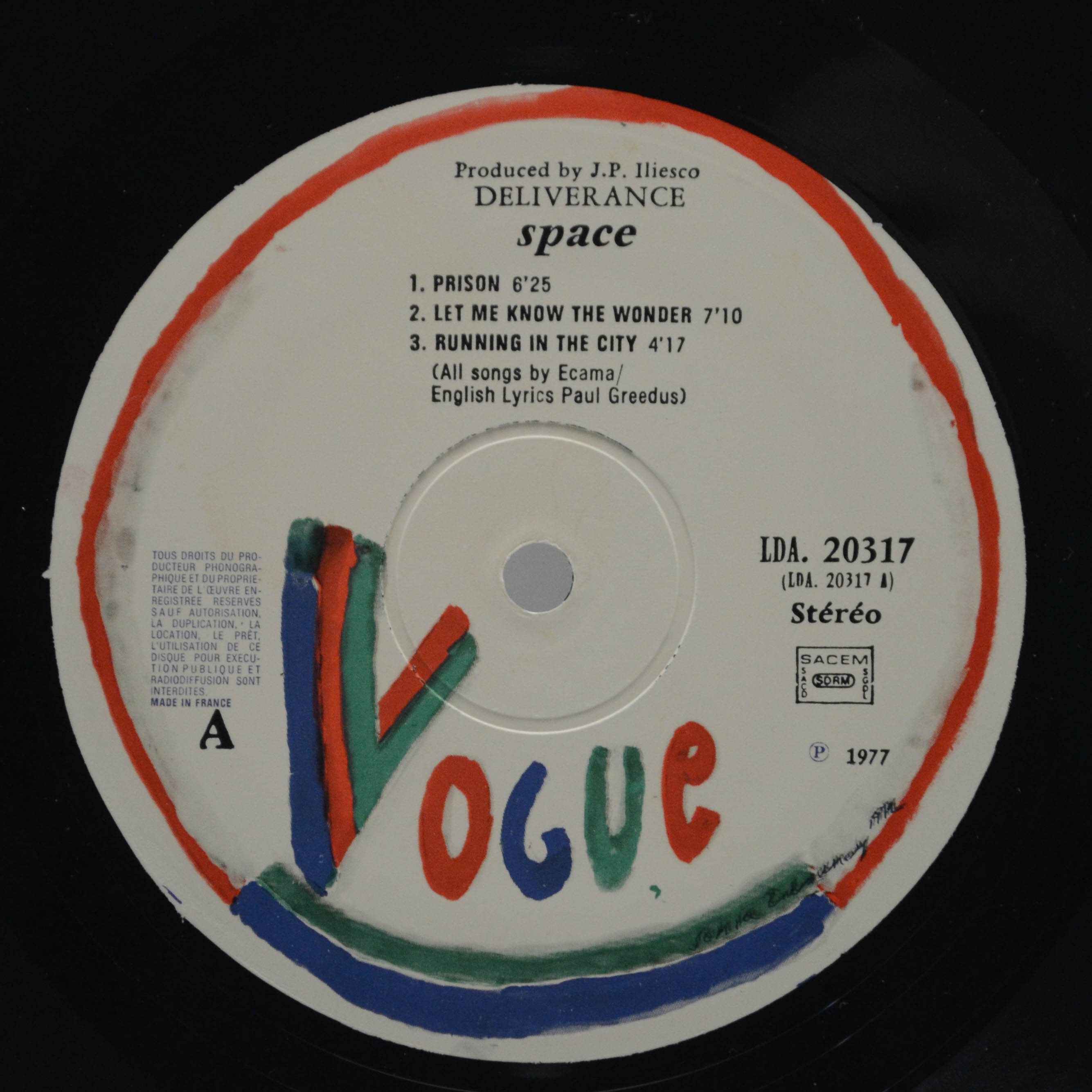 Space — Deliverance (1-st, France), 1977