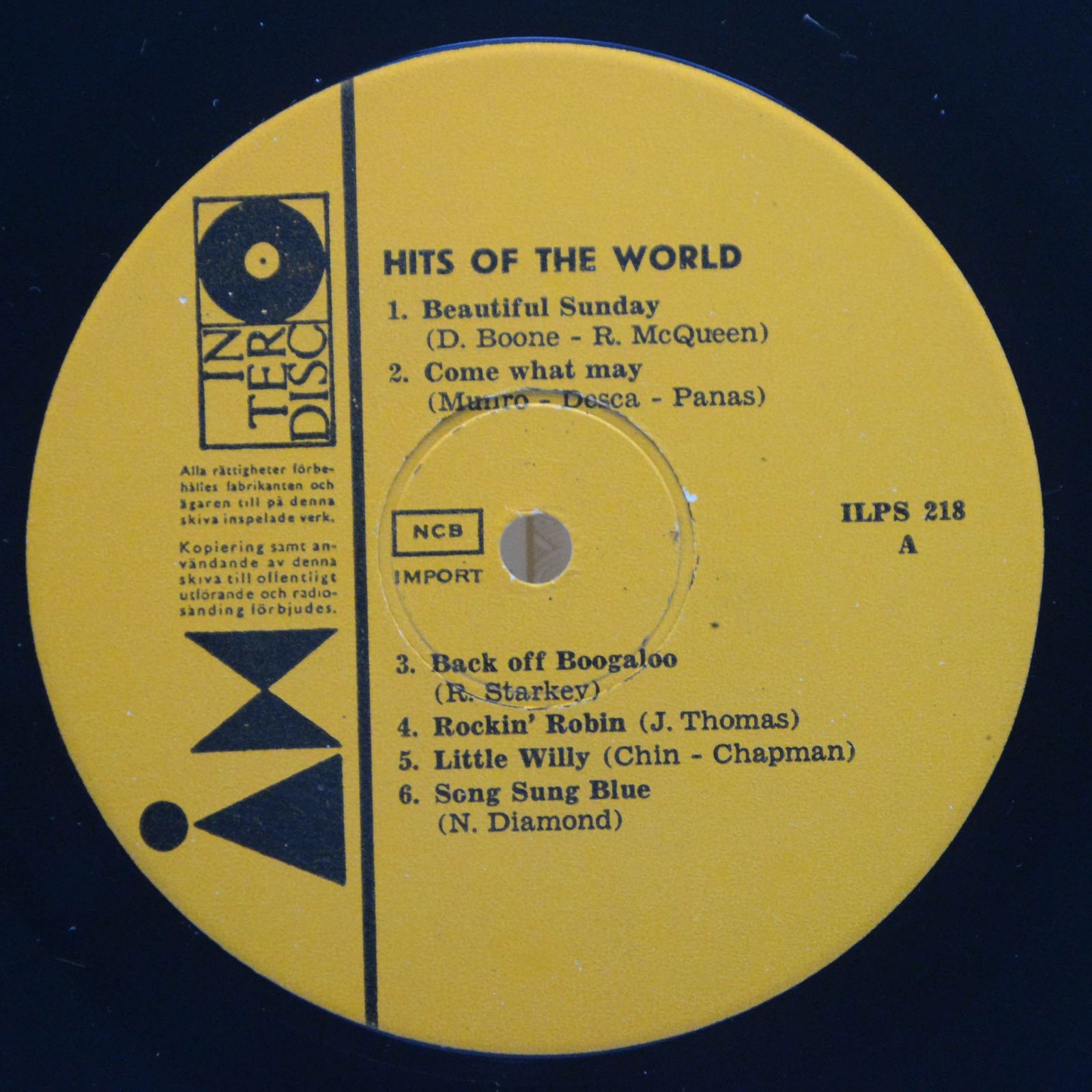 Unknown Artist — Hits Of The World, 1972