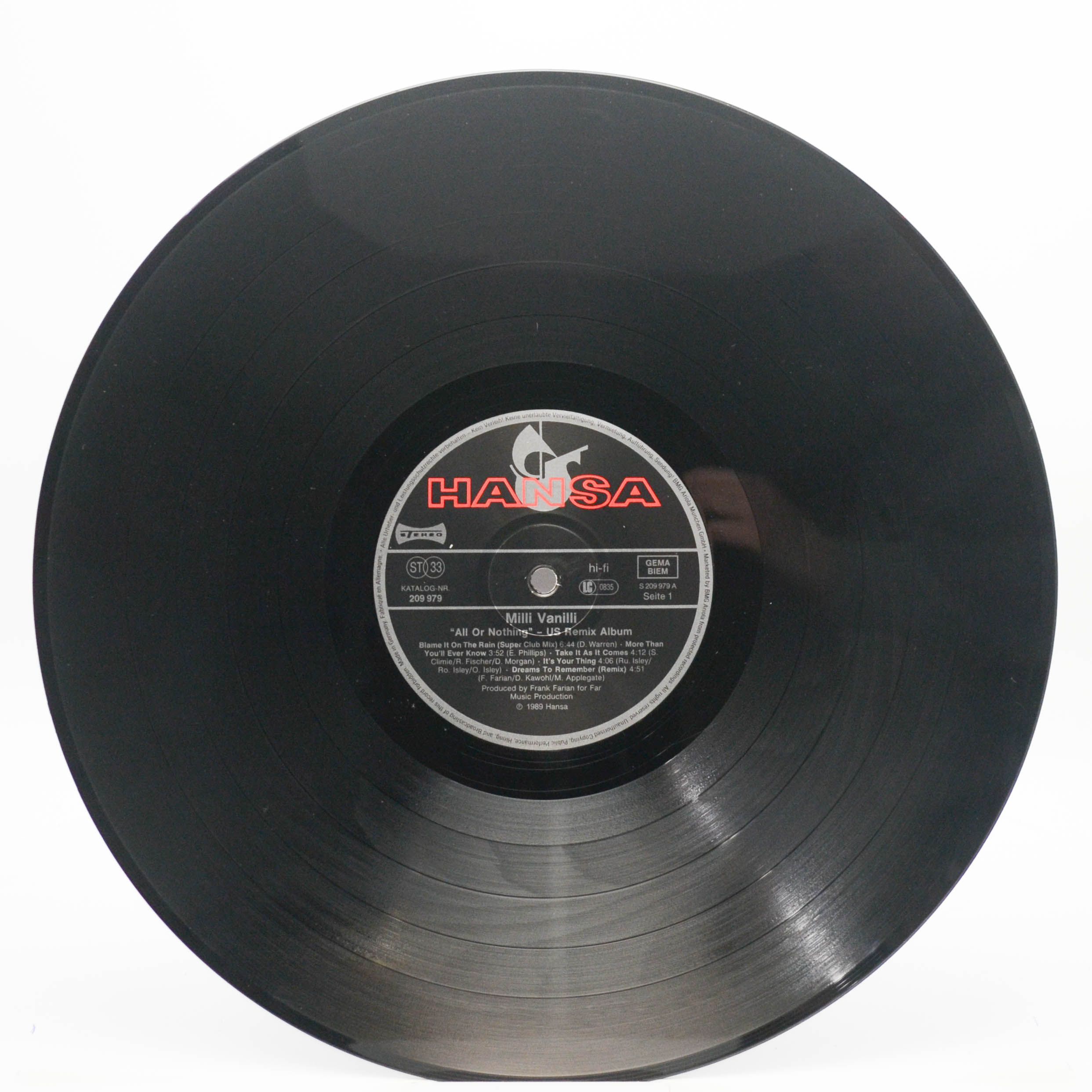 Milli Vanilli — All Or Nothing - The U.S.-Remix Album, 1989