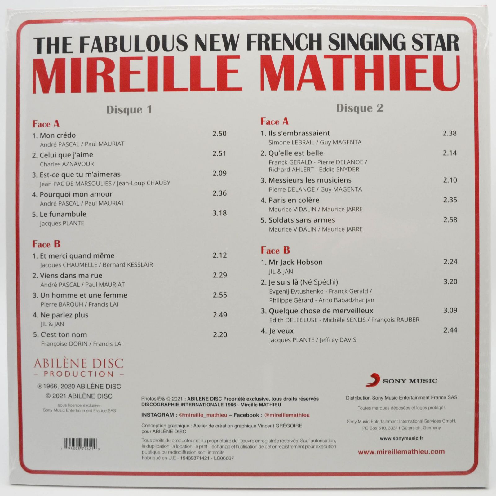 Mireille Mathieu — The Fabulous New French Singing Star (2LP, France), 1966
