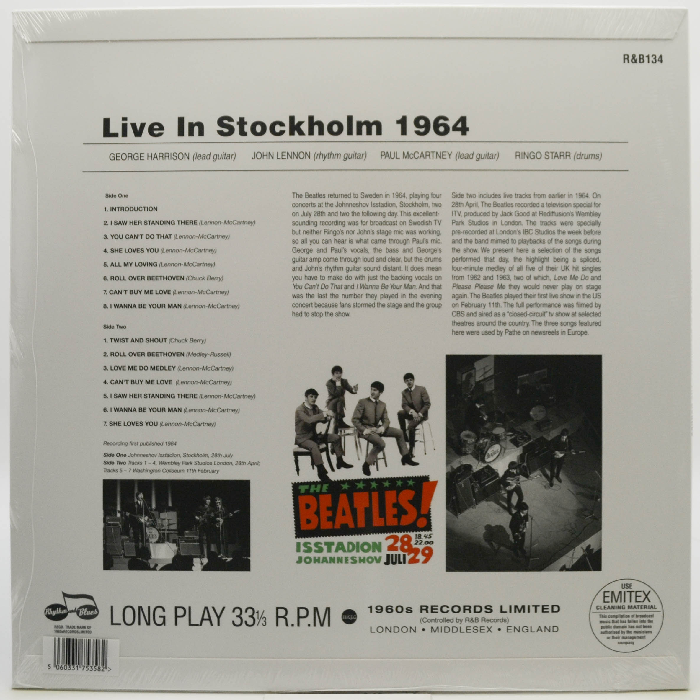 Виниловая пластинка Beatles — Live In Stockholm 1964 (UK), 2024