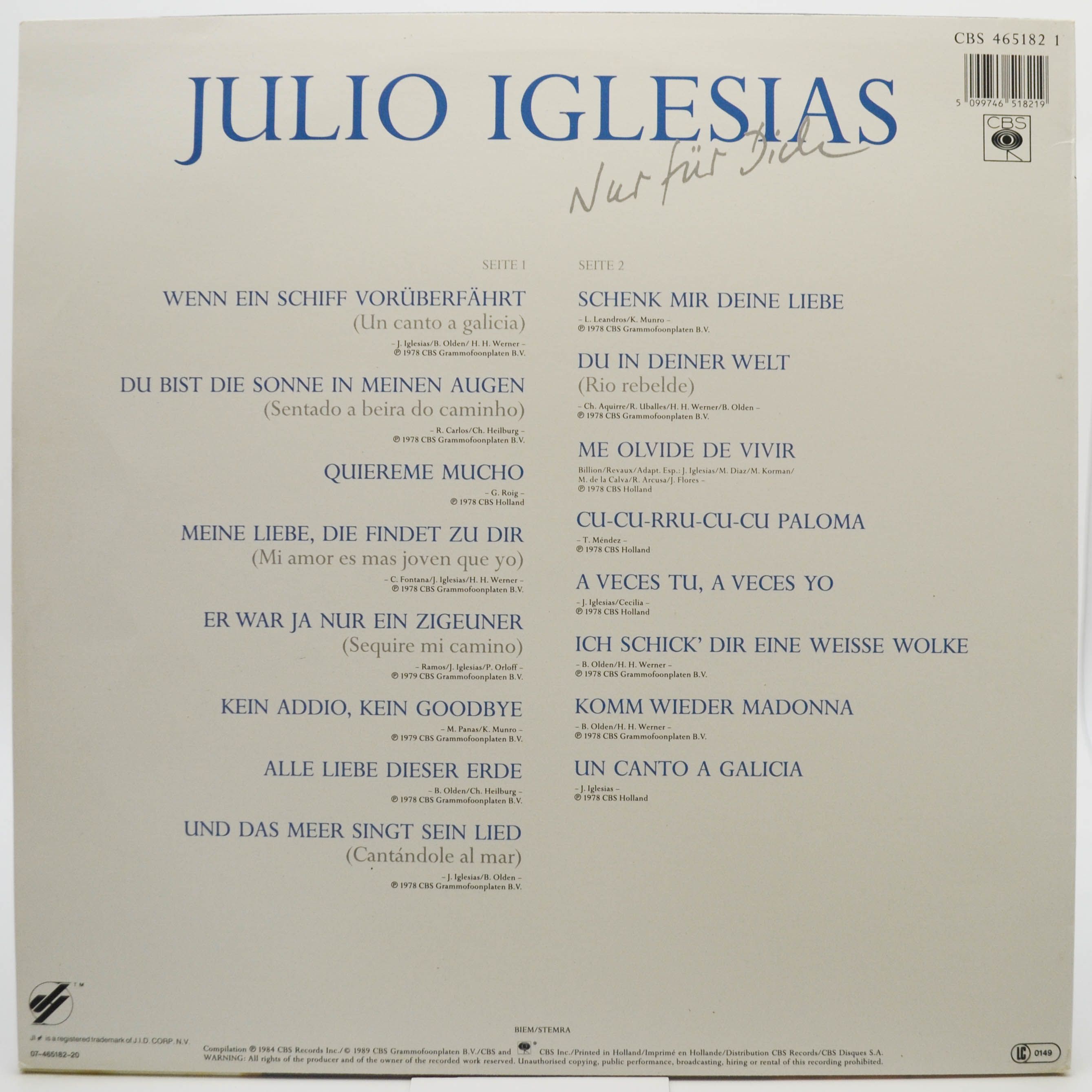 Julio Iglesias — Nur Für Dich, 1989