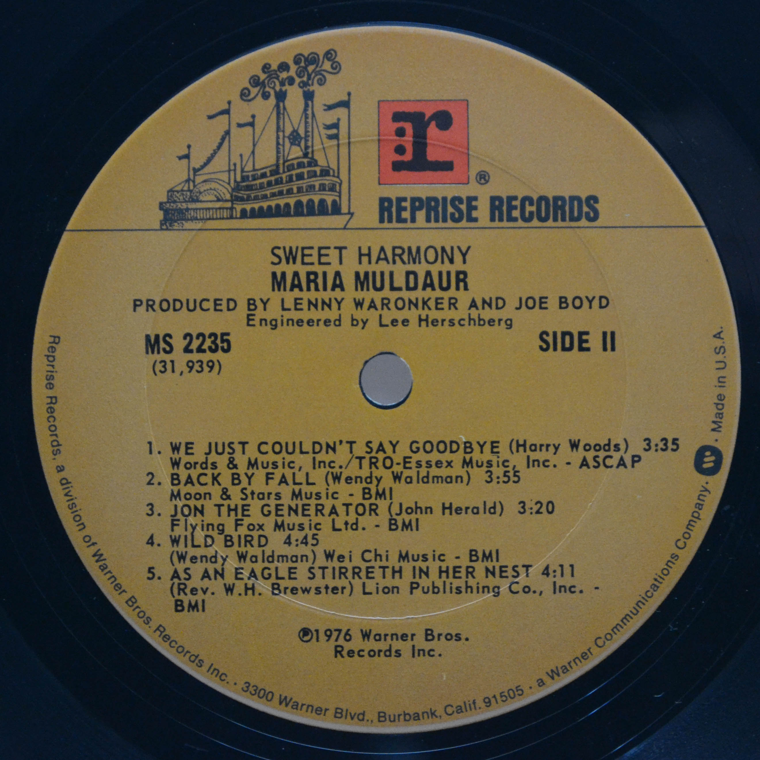 Maria Muldaur — Sweet Harmony (1-st, USA), 1976