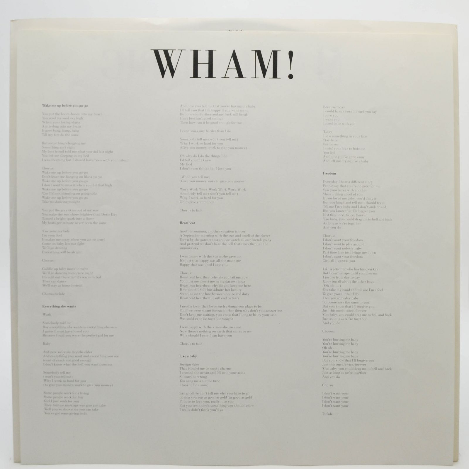 Wham! — Make It Big (poster), 1984