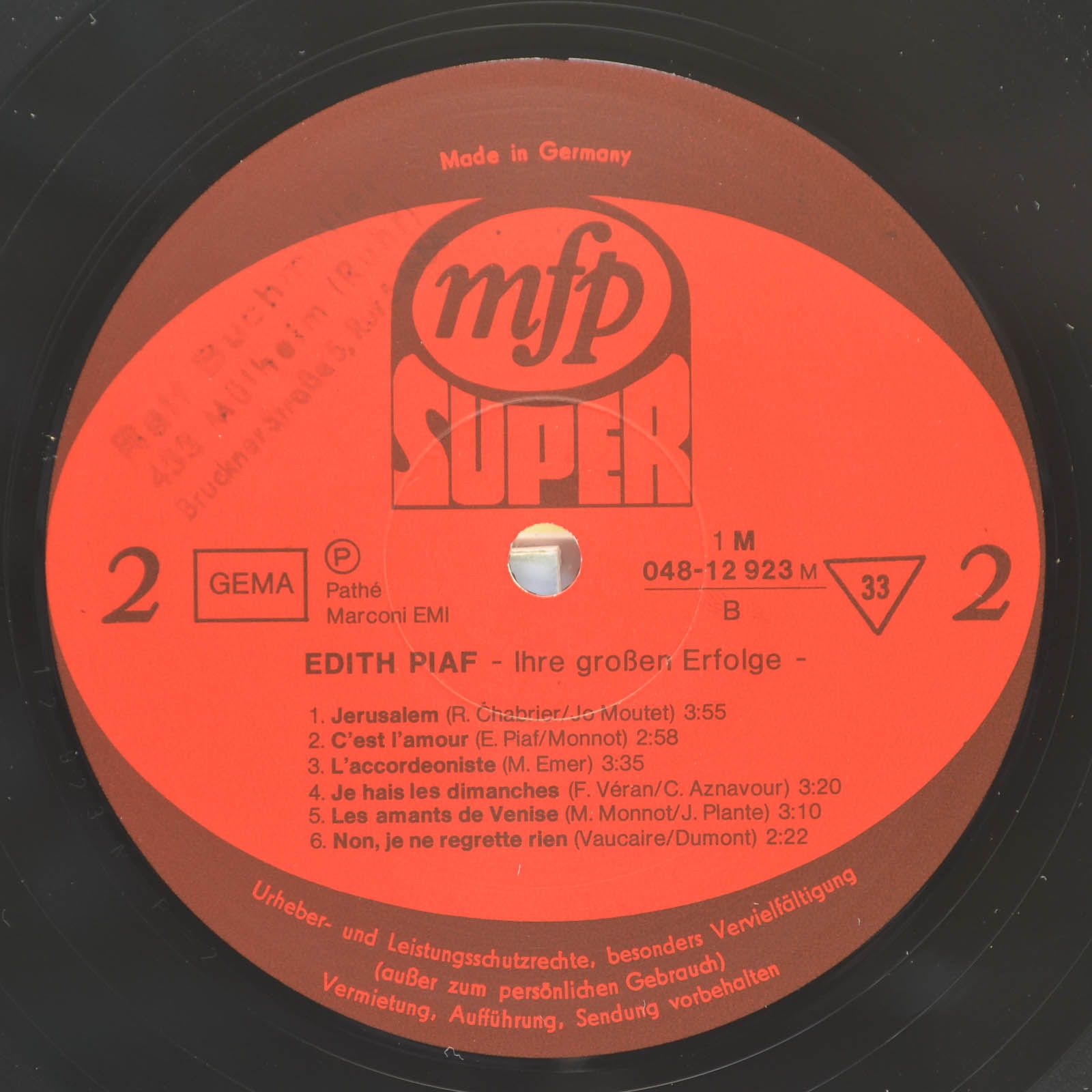 Edith Piaf — Ihre Grossen Erfolge, 1974