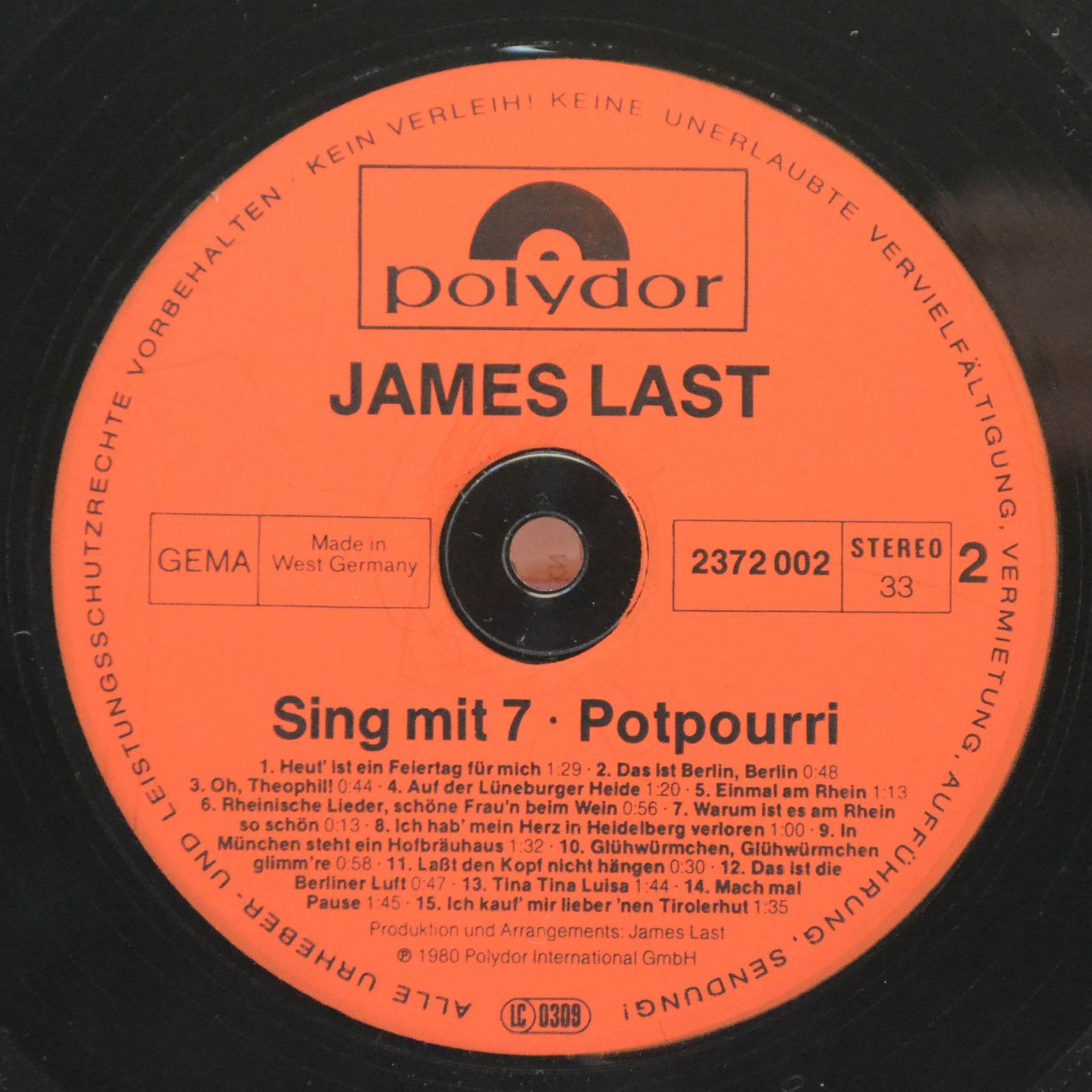 James Last — Sing Mit 7 - Die Party Für Das Ganze Jahr, 1980