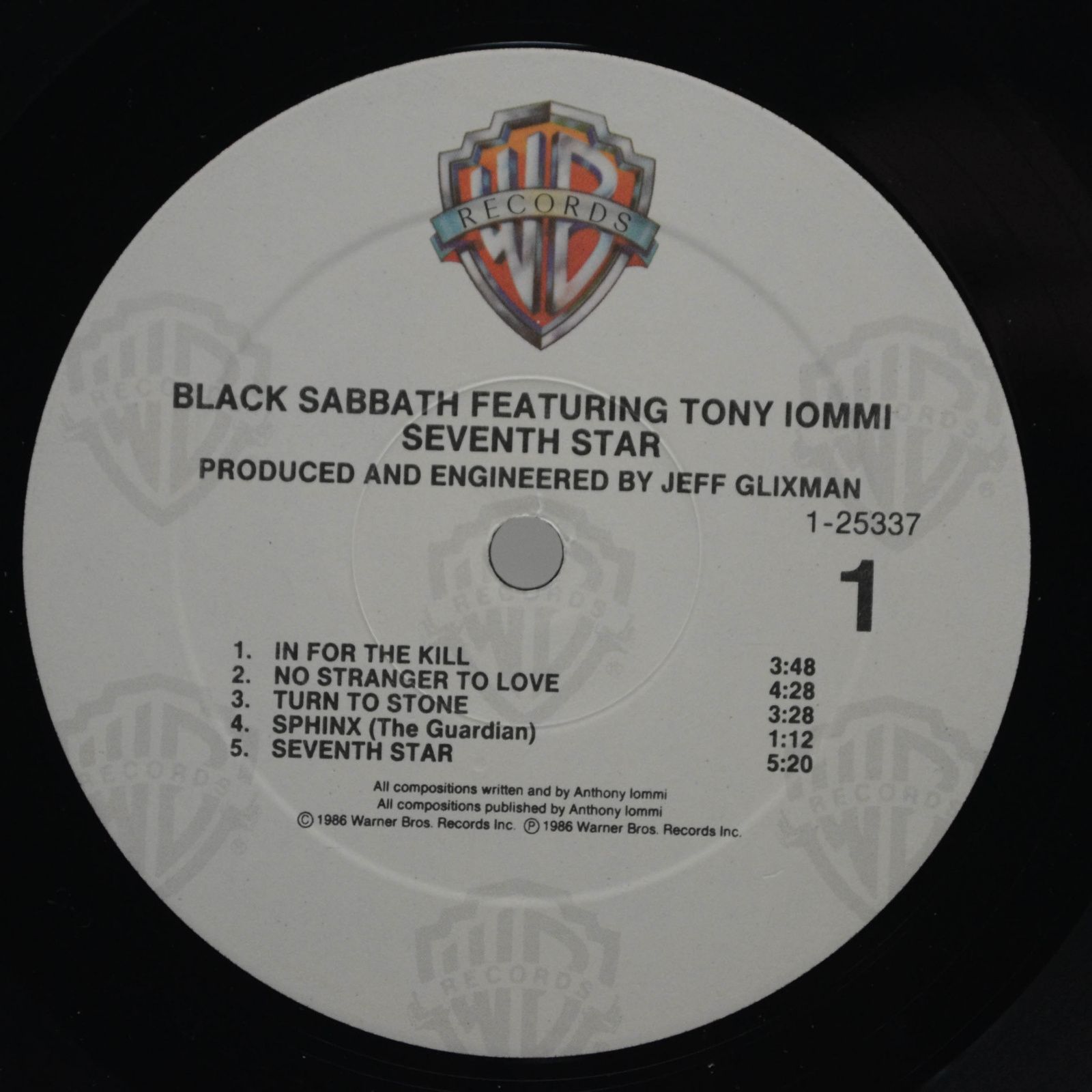 Black Sabbath Featuring Tony Iommi — Seventh Star (USA), 1986