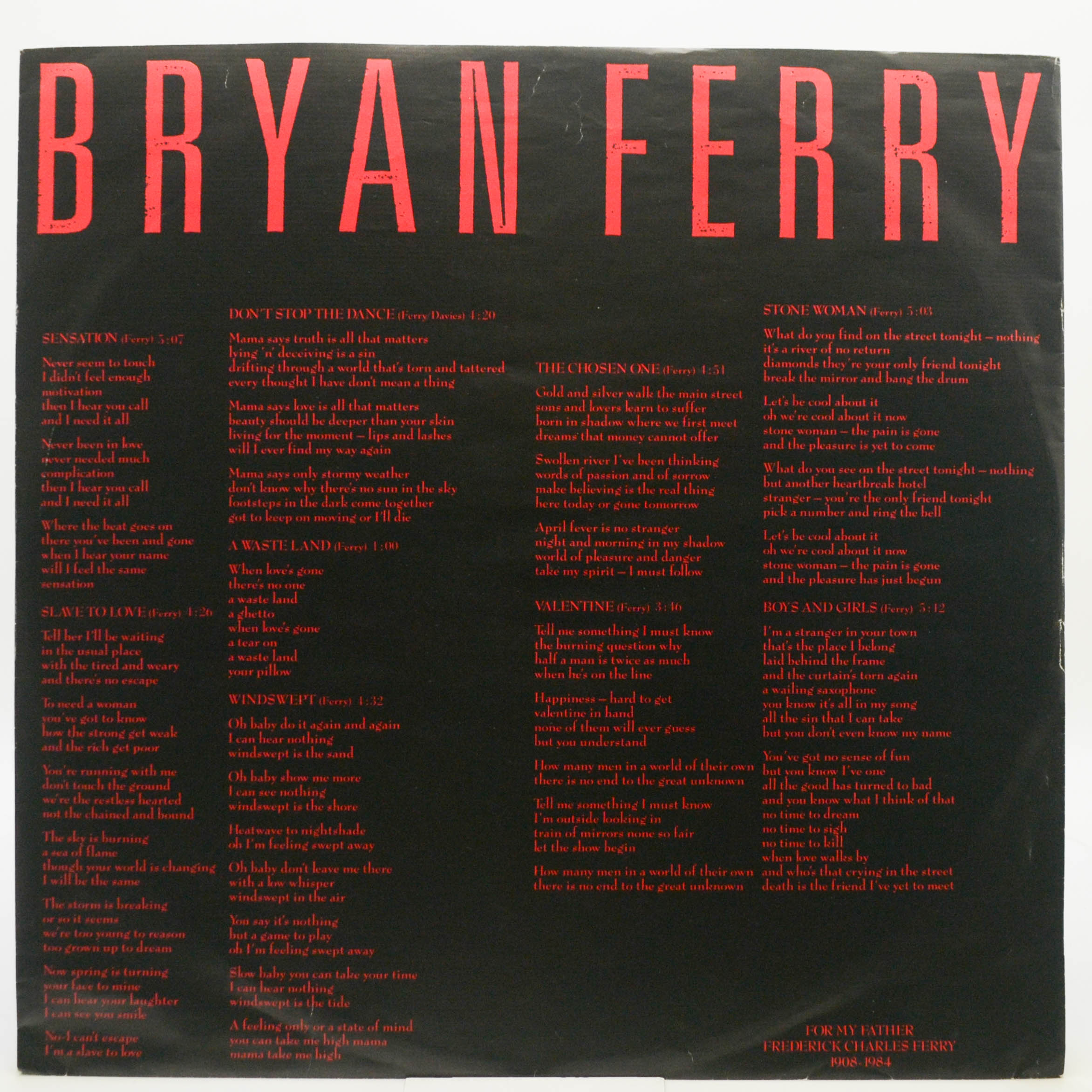 Виниловая пластинка Bryan Ferry — Boys And Girls, 1985