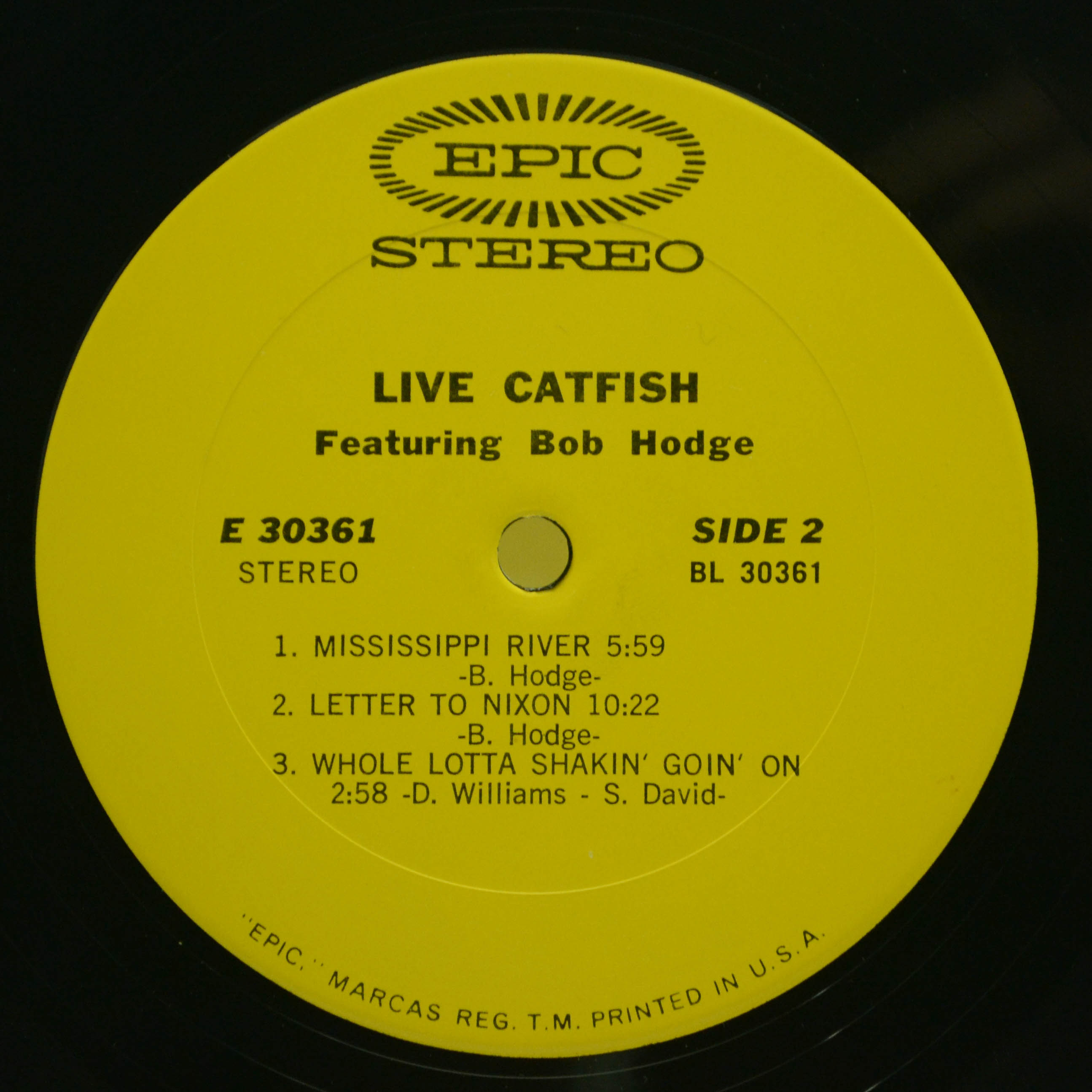 Catfish Featuring Bob Hodge — Live Catfish (1-st, USA), 1970