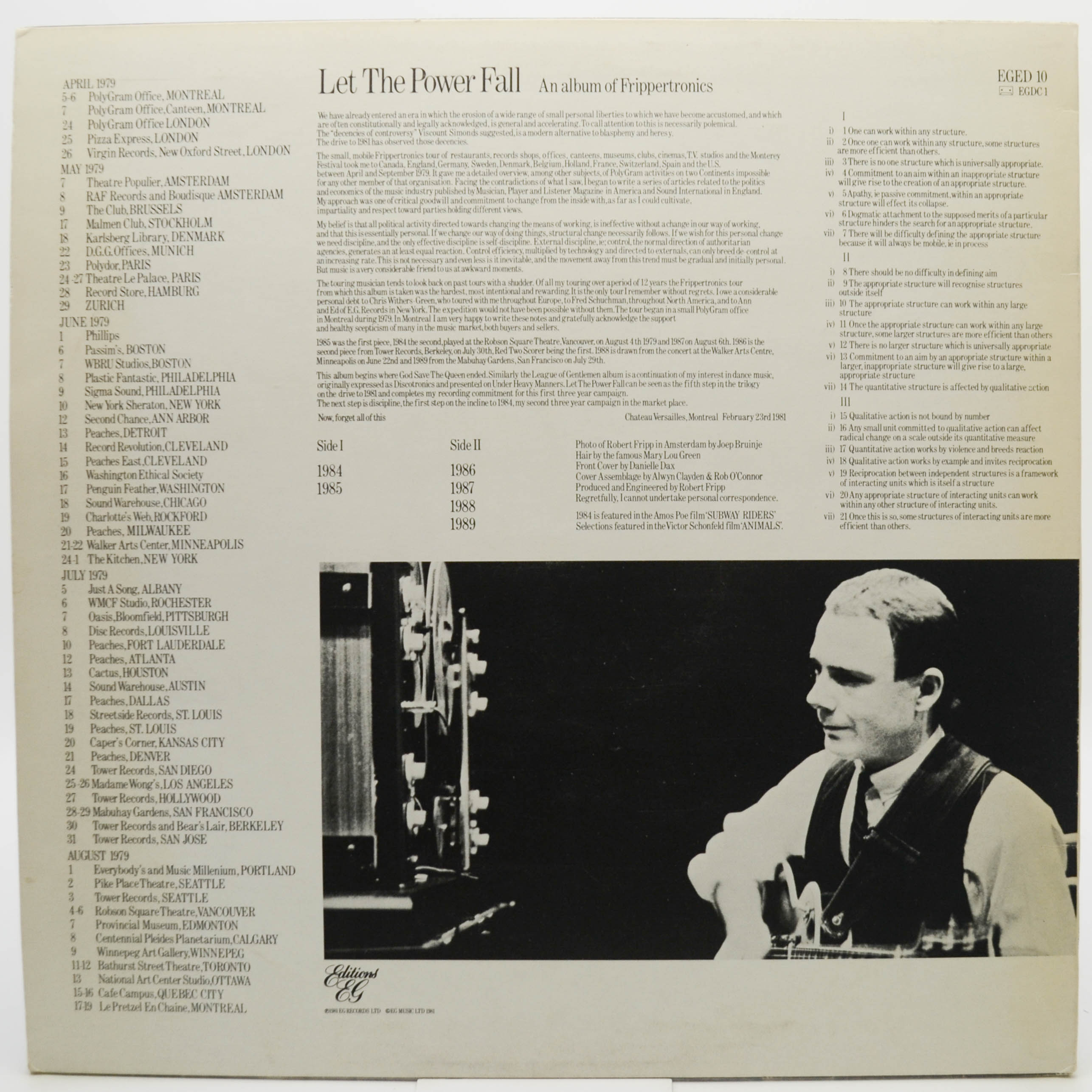 Robert Fripp — Let The Power Fall (1-st, UK), 1981