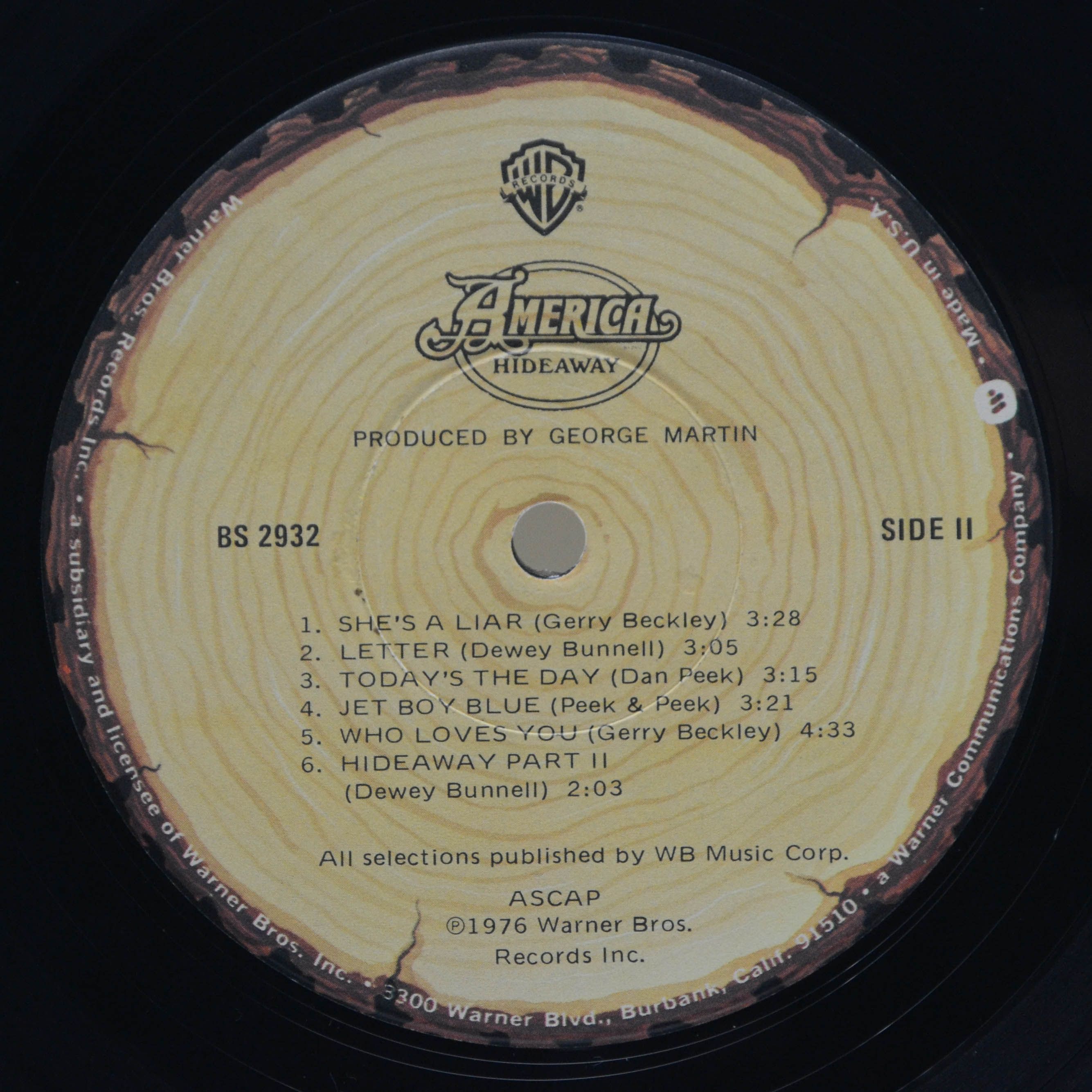 America — Hideaway (1-st, USA), 1976