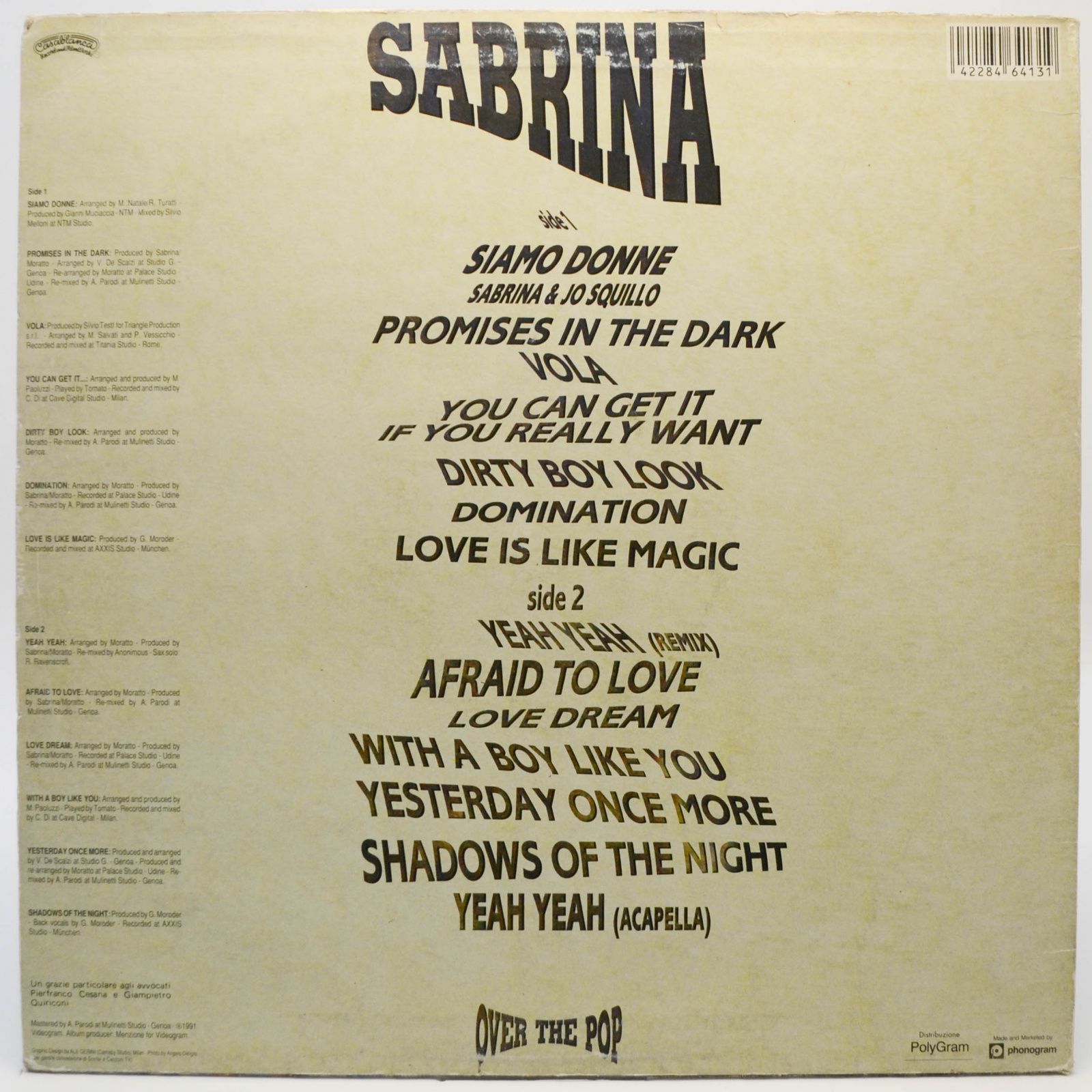 Sabrina — Over The Pop (1-st, Italy), 1991