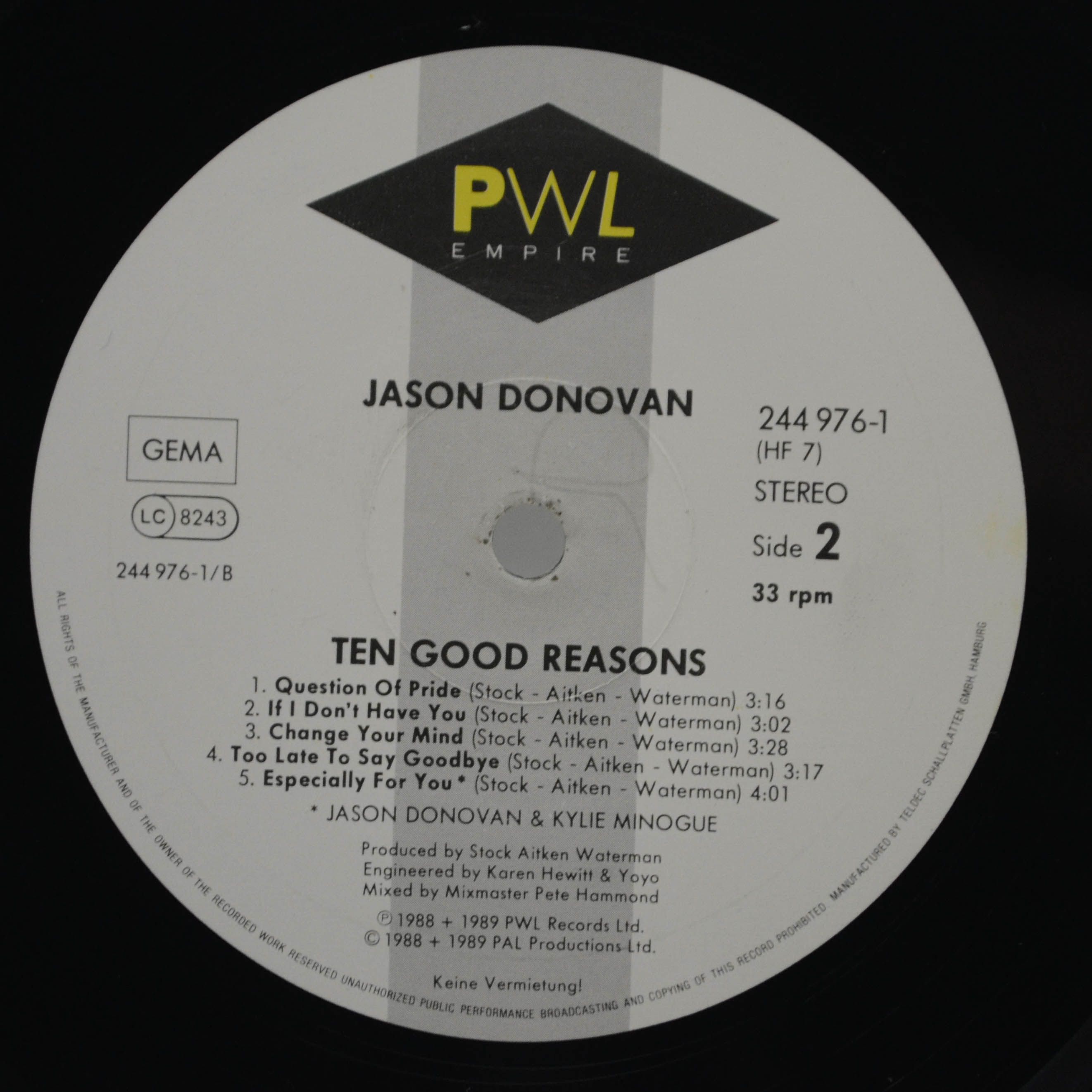 Jason Donovan — Ten Good Reasons, 1989