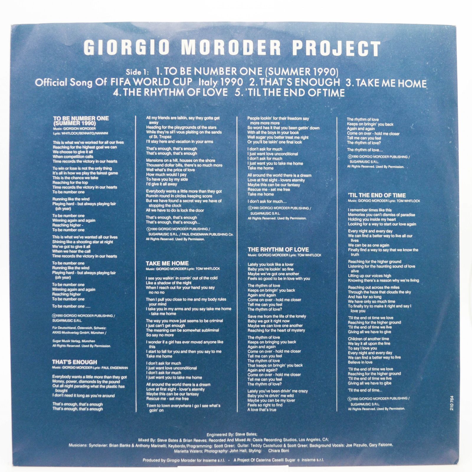 Giorgio Moroder Project — To Be Number One (Summer 1990), 1990