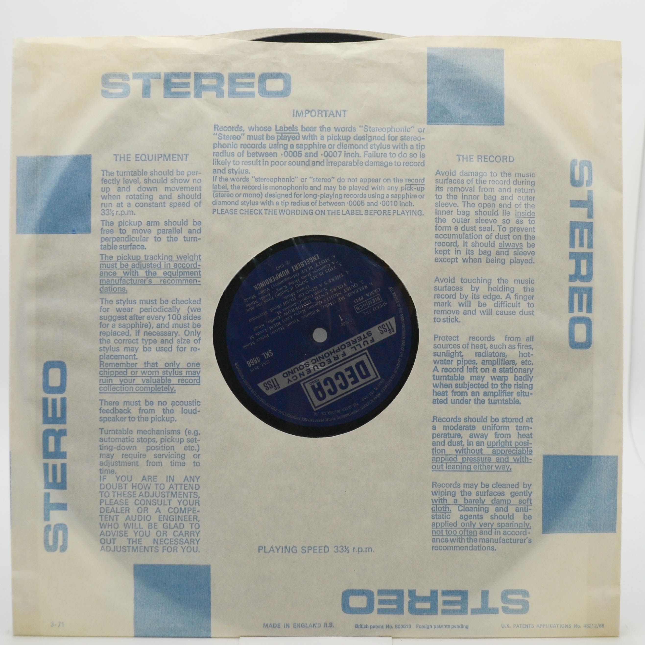 Engelbert Humperdinck — Twelve Great Songs Plus "Release Me", 1967