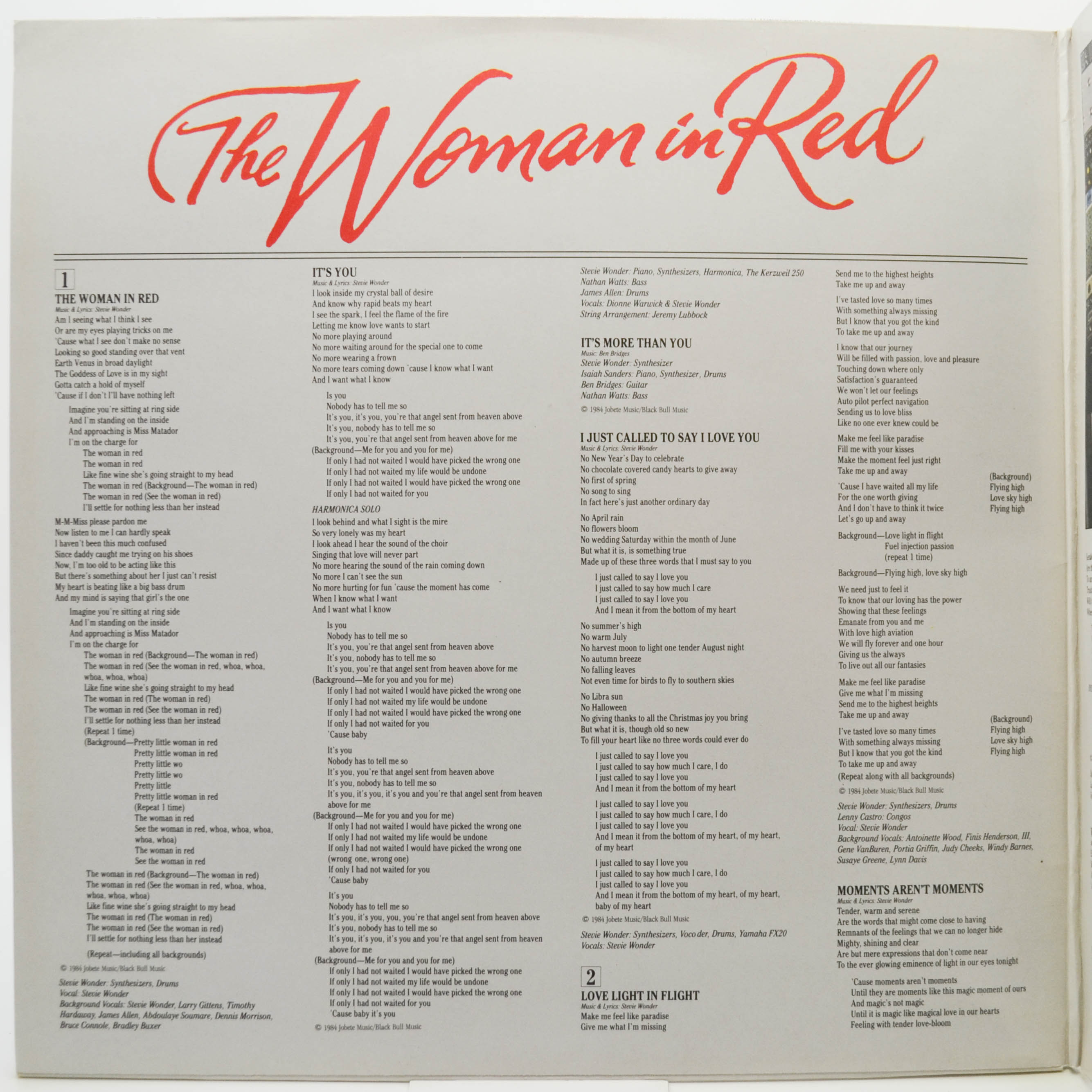 Stevie Wonder — The Woman In Red (Original Motion Picture Soundtrack), 1984