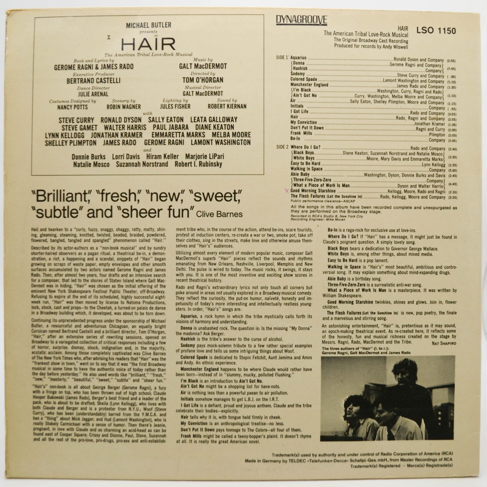 Various — Hair (The American Tribal Love-Rock Musical), 1968