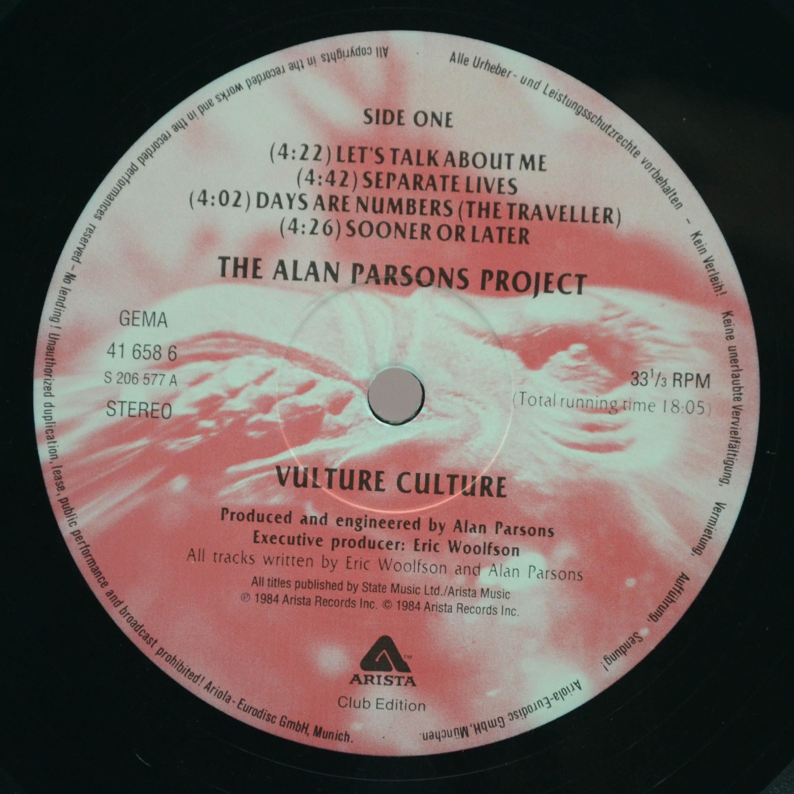 Alan Parsons Project — Vulture Culture, 1985
