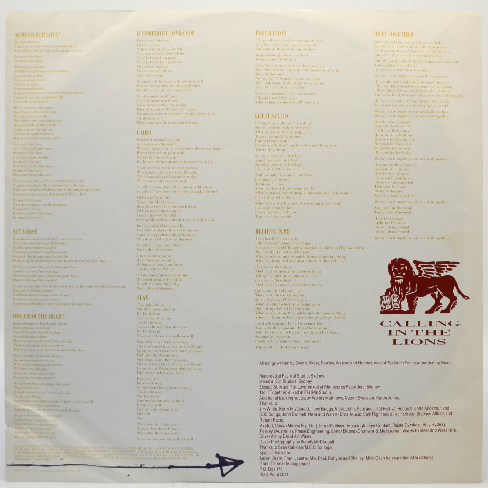 Venetians — Calling In The Lions, 1986