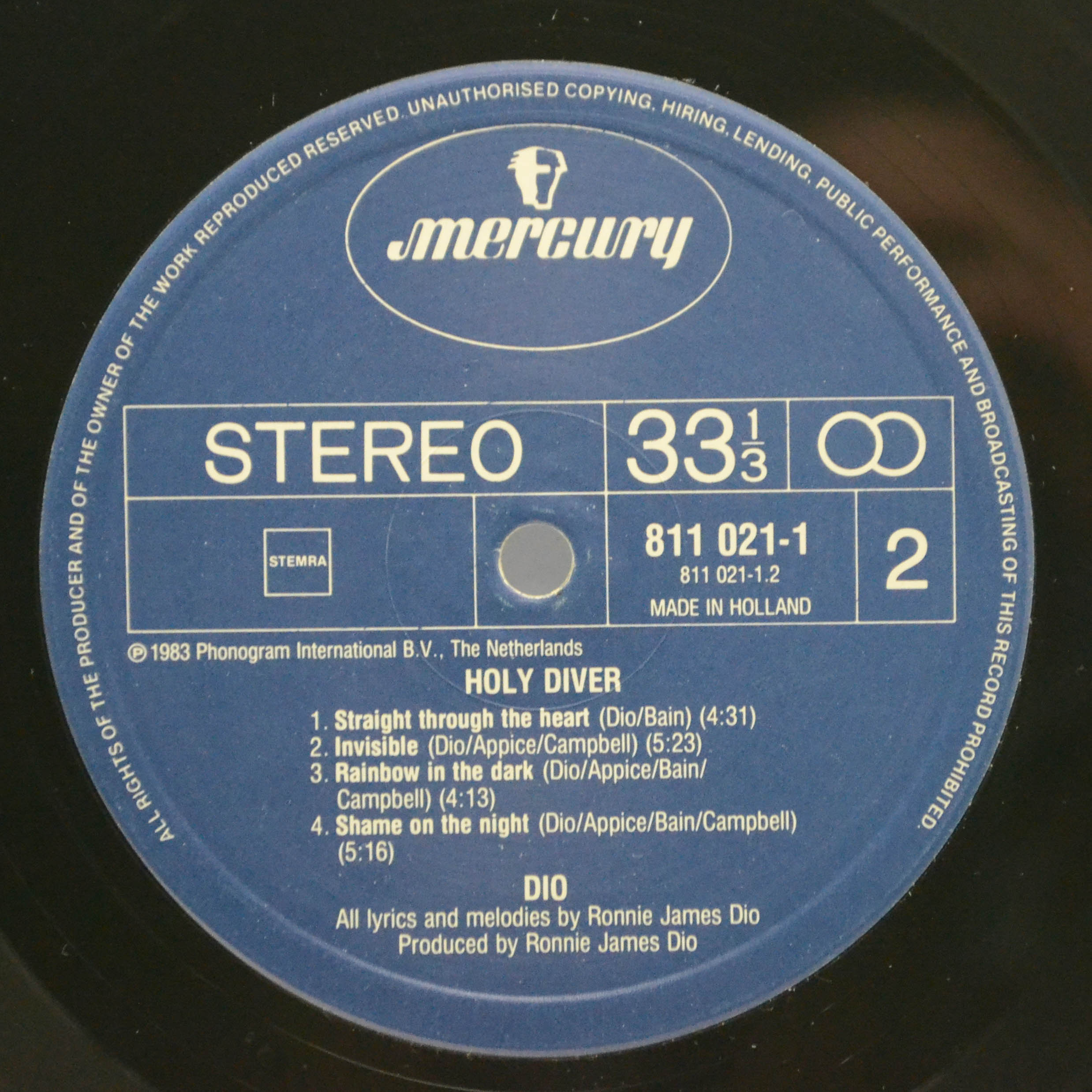 Виниловая пластинка Dio — Holy Diver, 1983