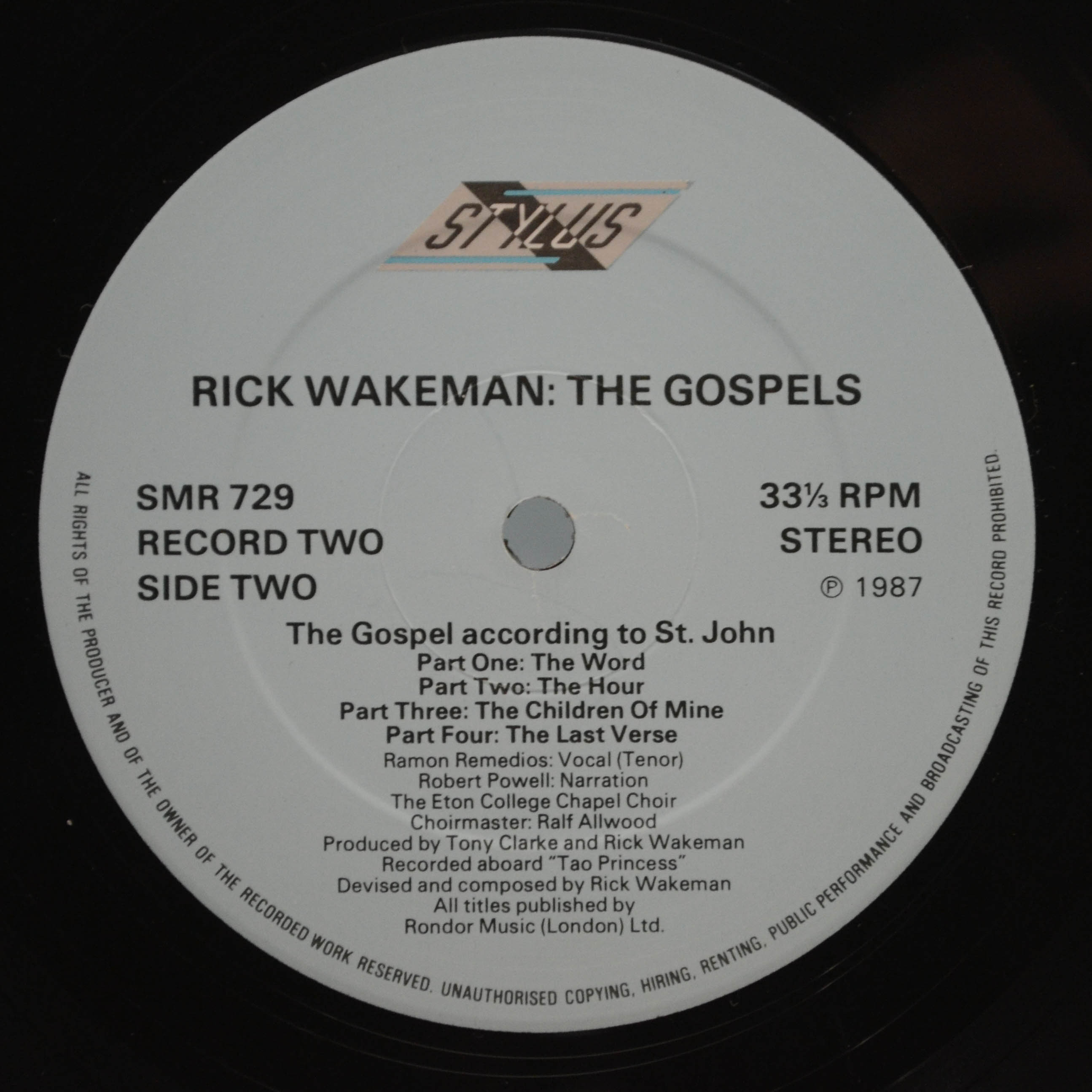 Rick Wakeman — The Gospels (2LP, 1-st, UK), 1987