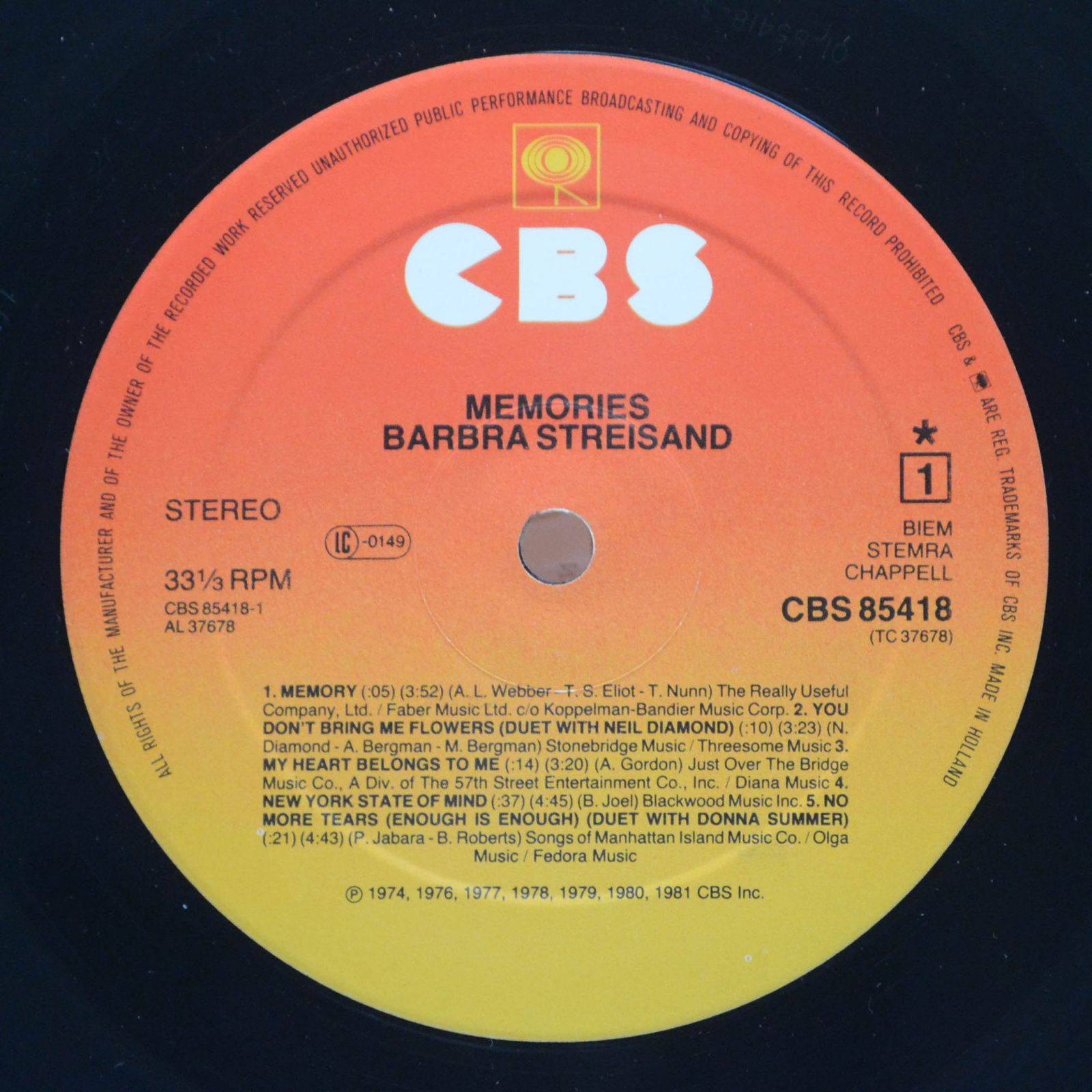 Barbra Streisand — Memories, 1981