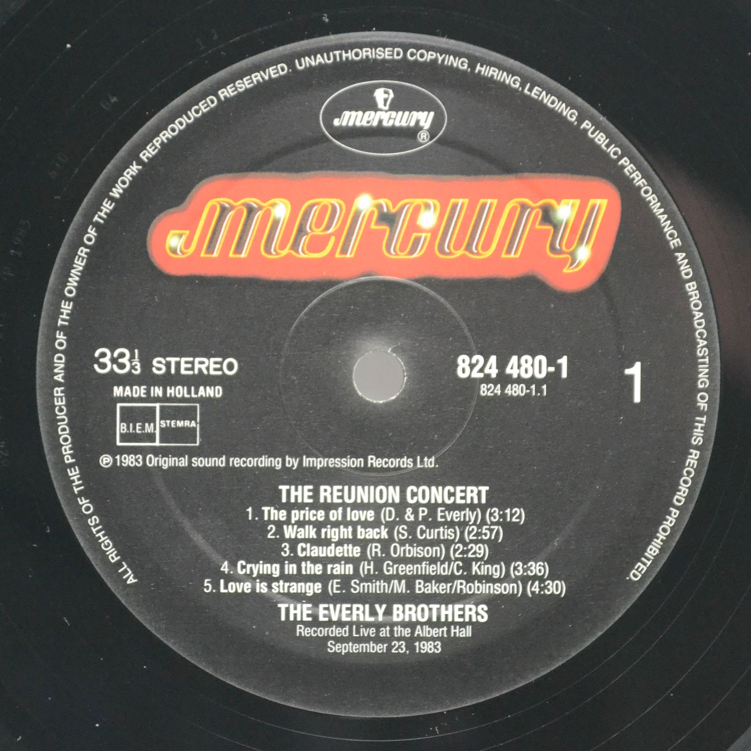 Виниловая пластинка Everly Brothers — The Reunion Concert (2LP), 1983