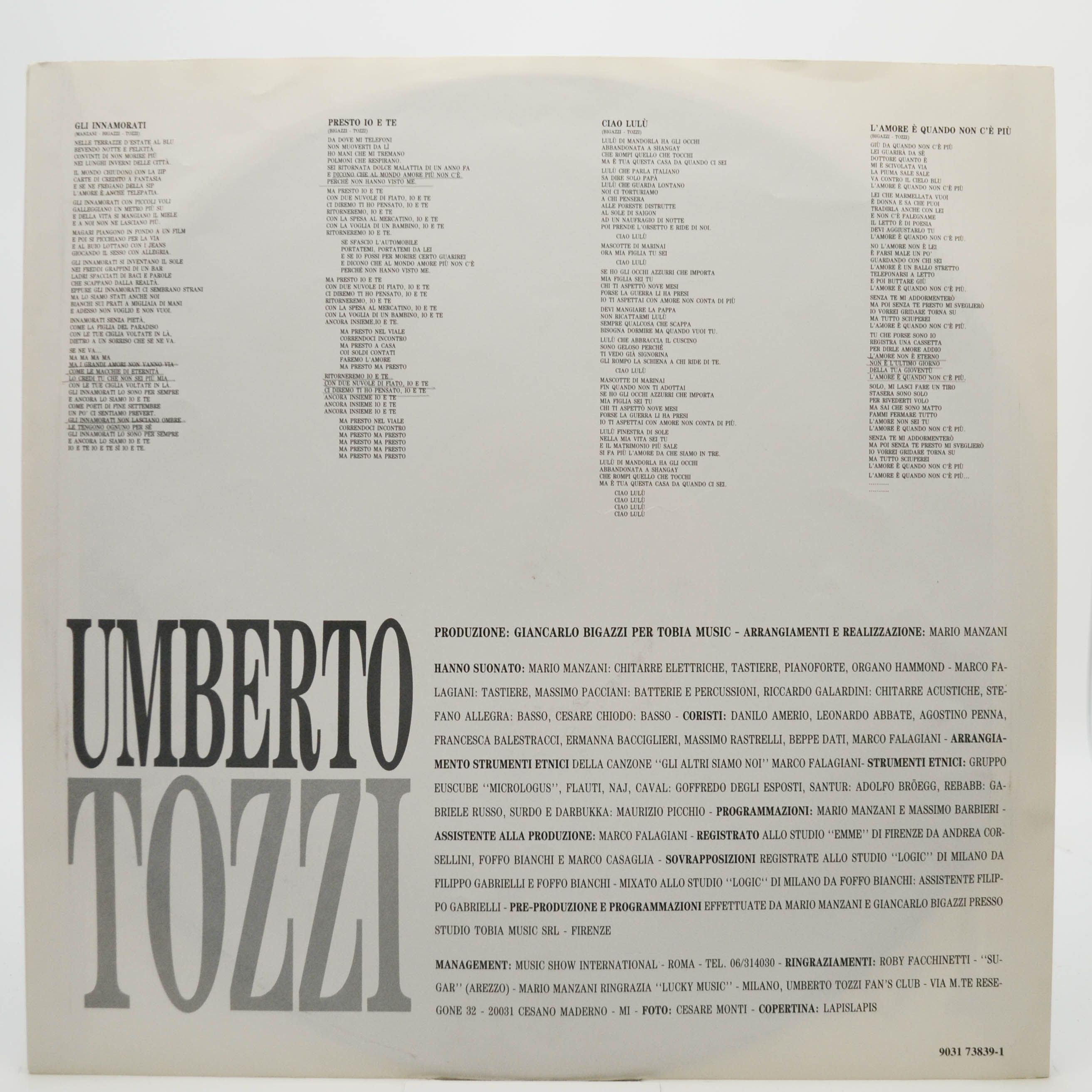 Umberto Tozzi — Gli Altri Siamo Noi, 1991