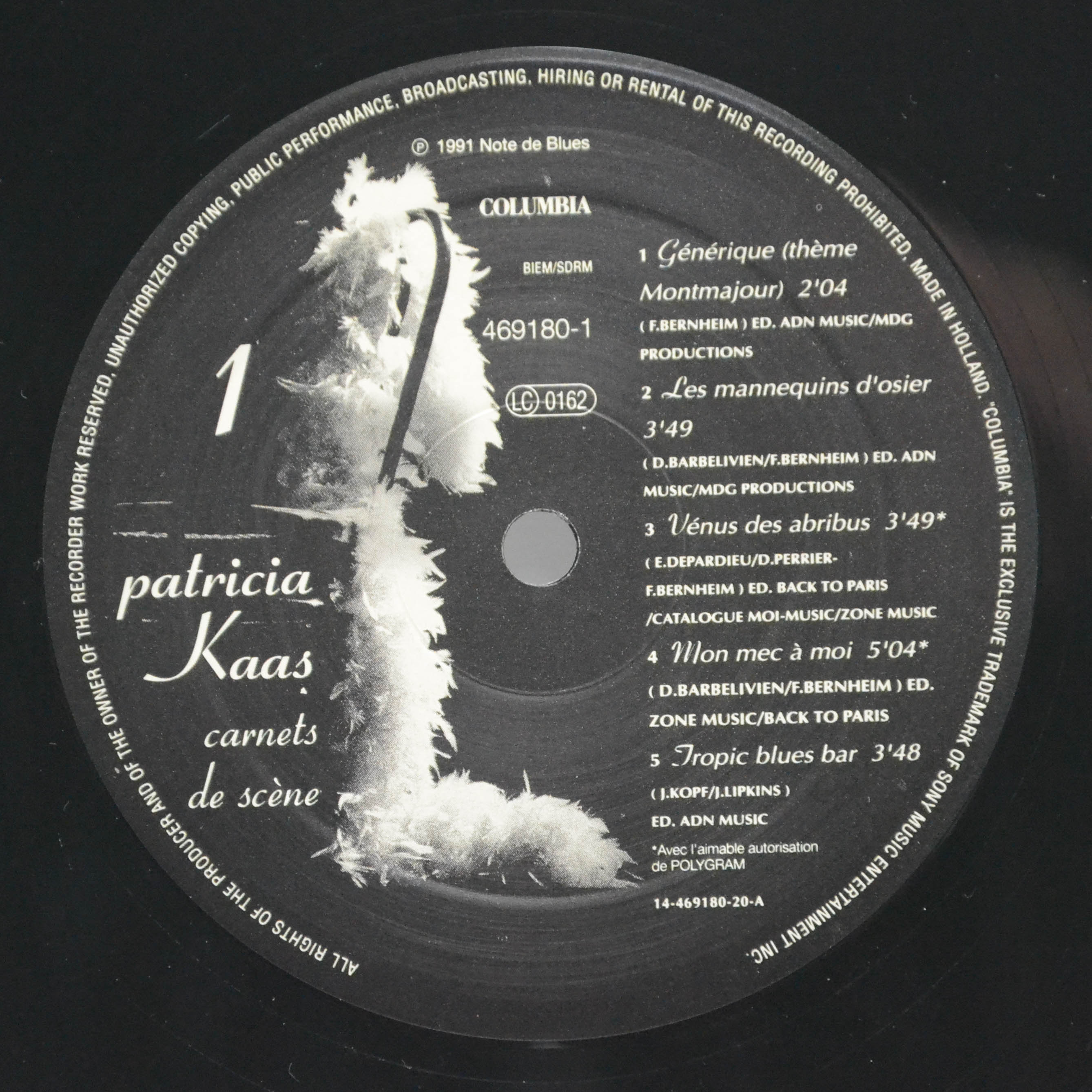 Patricia Kaas — Carnets De Scène (2LP), 1991