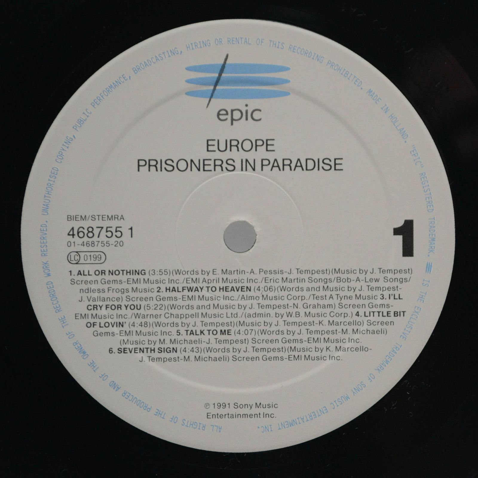 Europe — Prisoners In Paradise, 1991