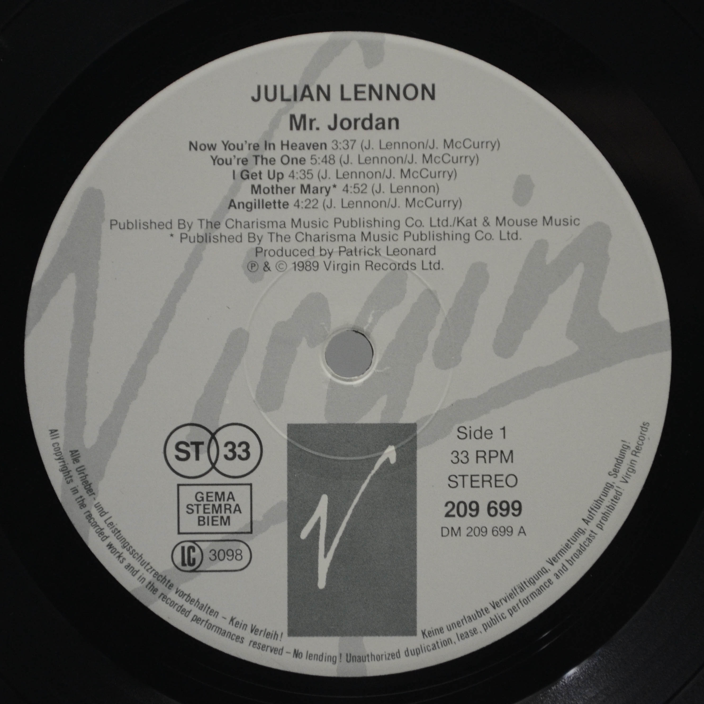 Виниловая пластинка Julian Lennon — Mr. Jordan, 1989