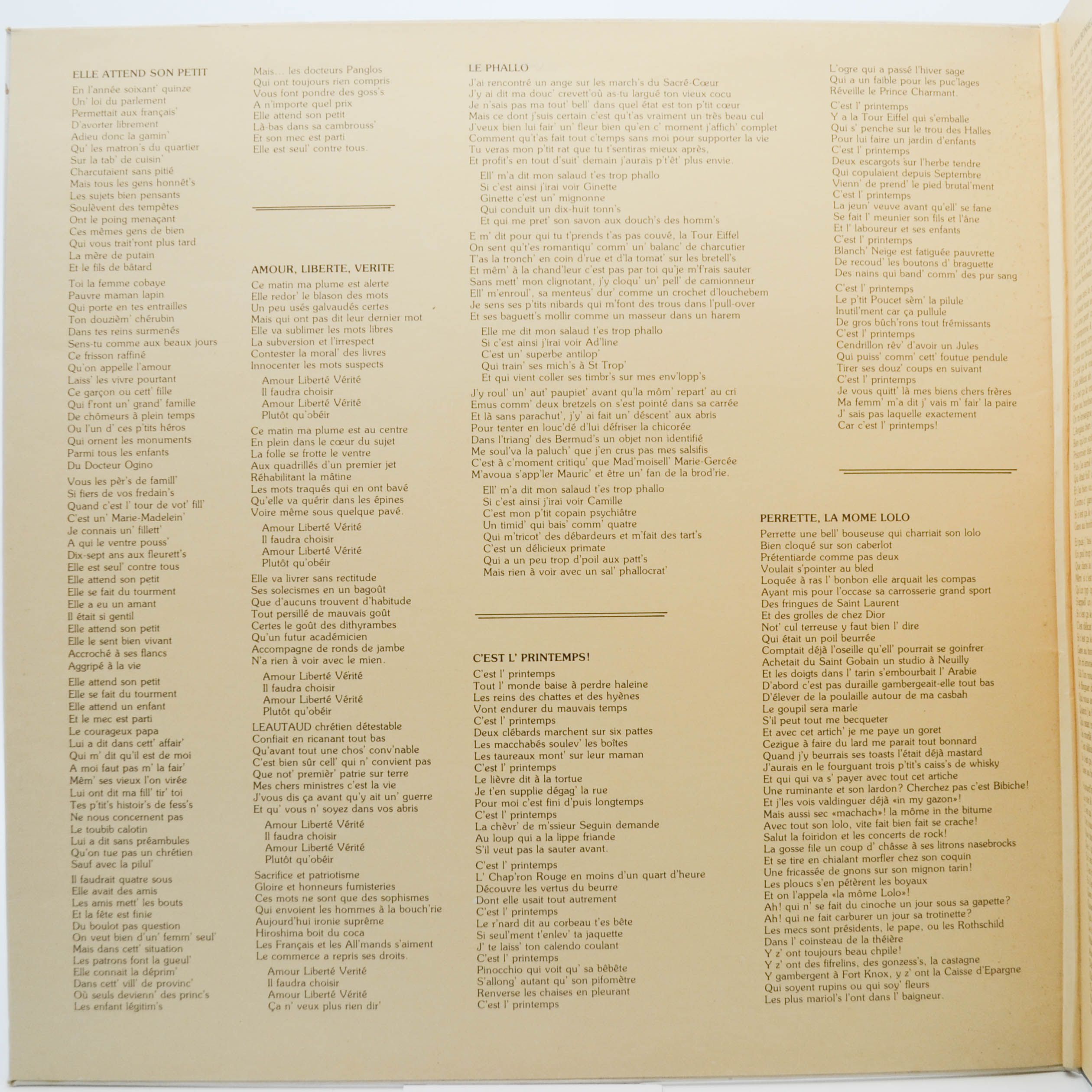 Виниловая пластинка Pierre Perret — C'est L' Printemps!, 1981
