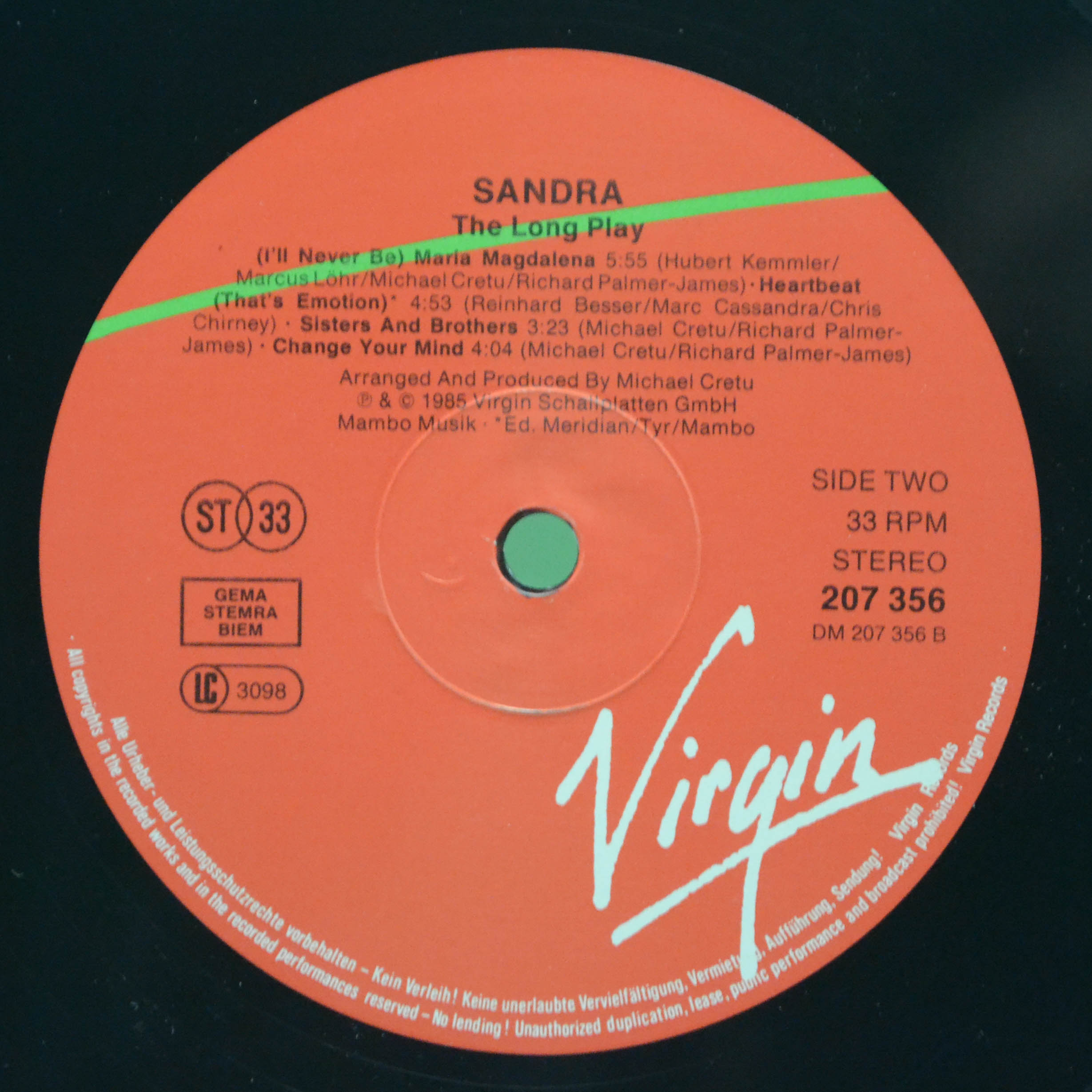 Виниловая пластинка Sandra — The Long Play, 1985