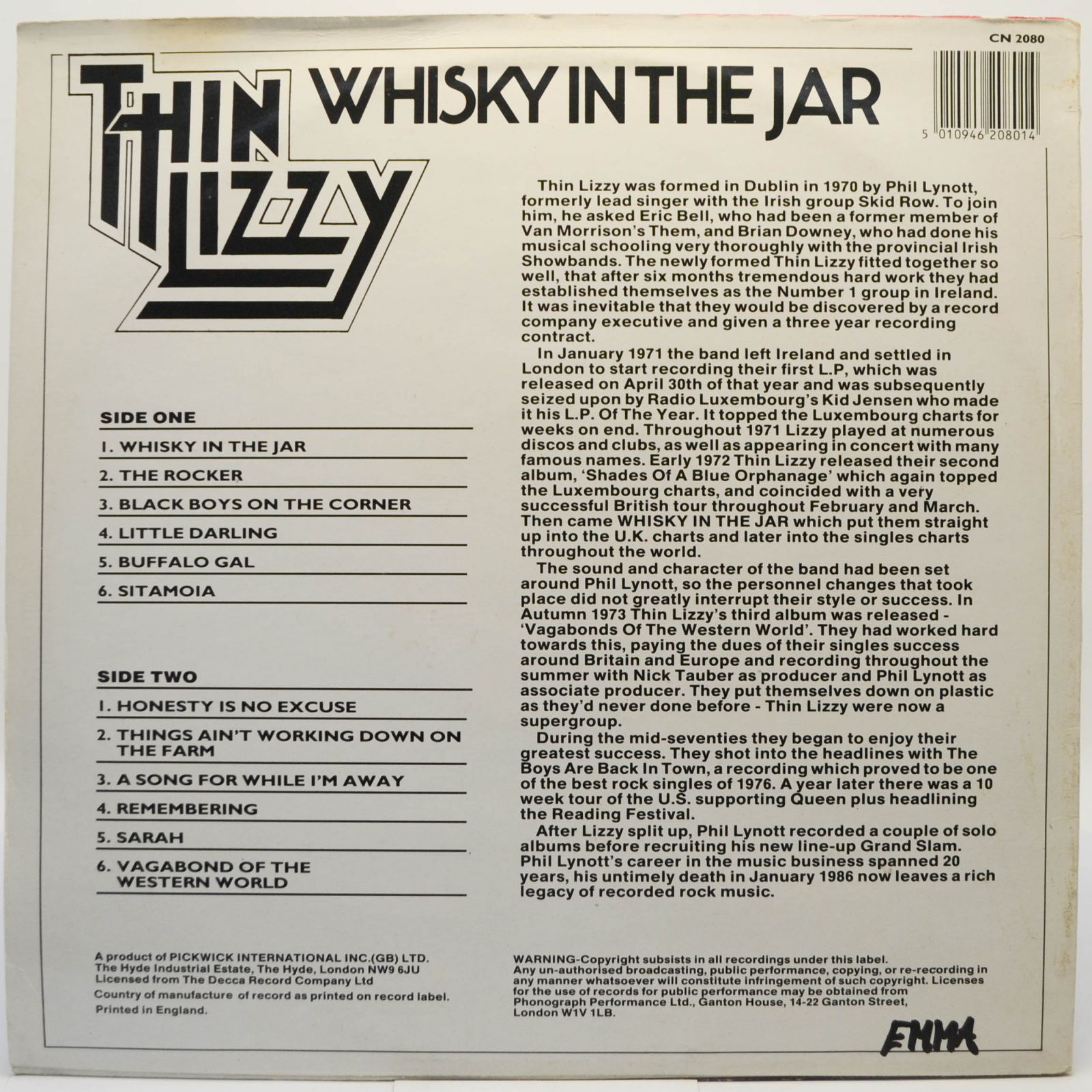 Thin Lizzy — Whisky In The Jar (UK), 1986