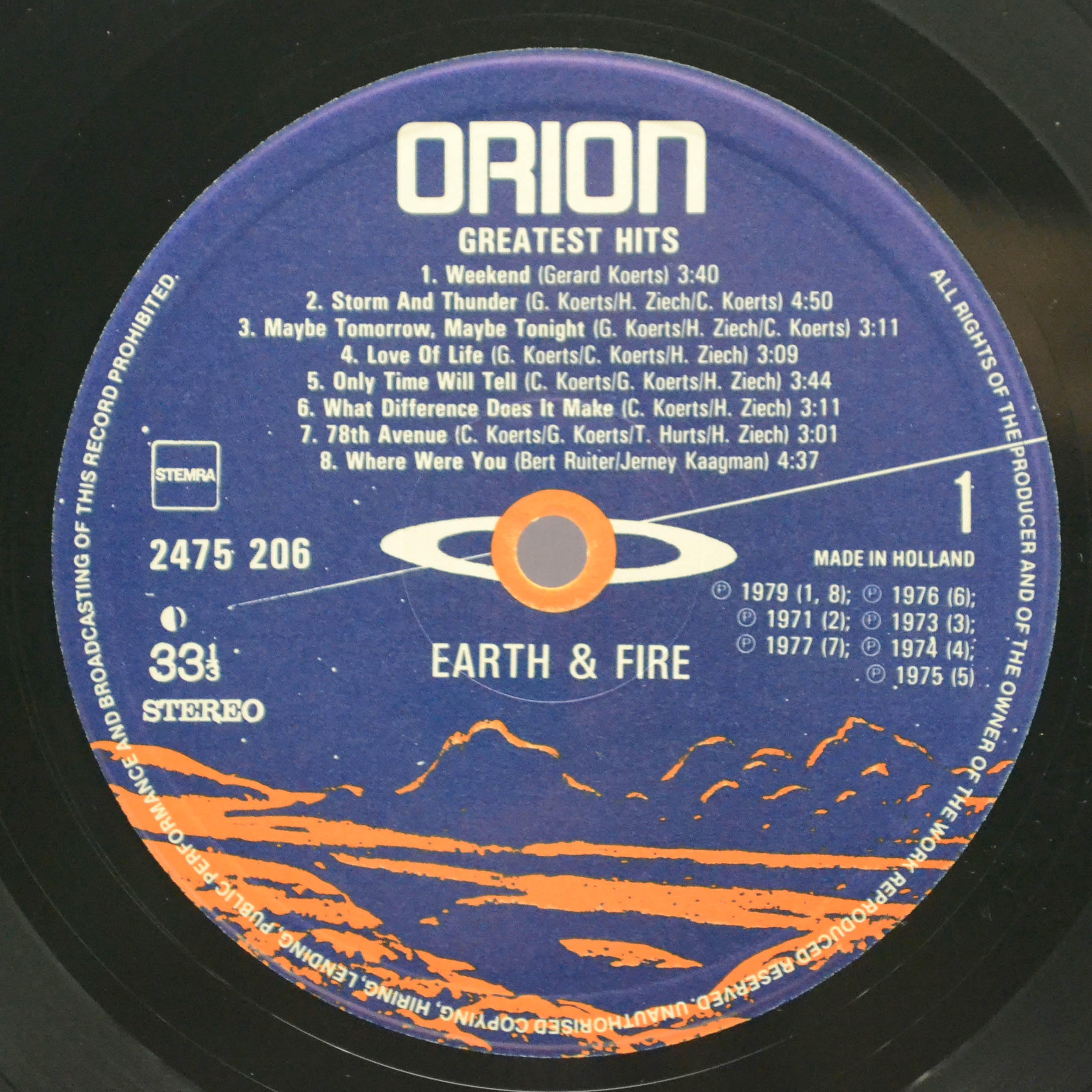 Виниловая пластинка Earth & Fire — Greatest Hits (Netherlands), 1980