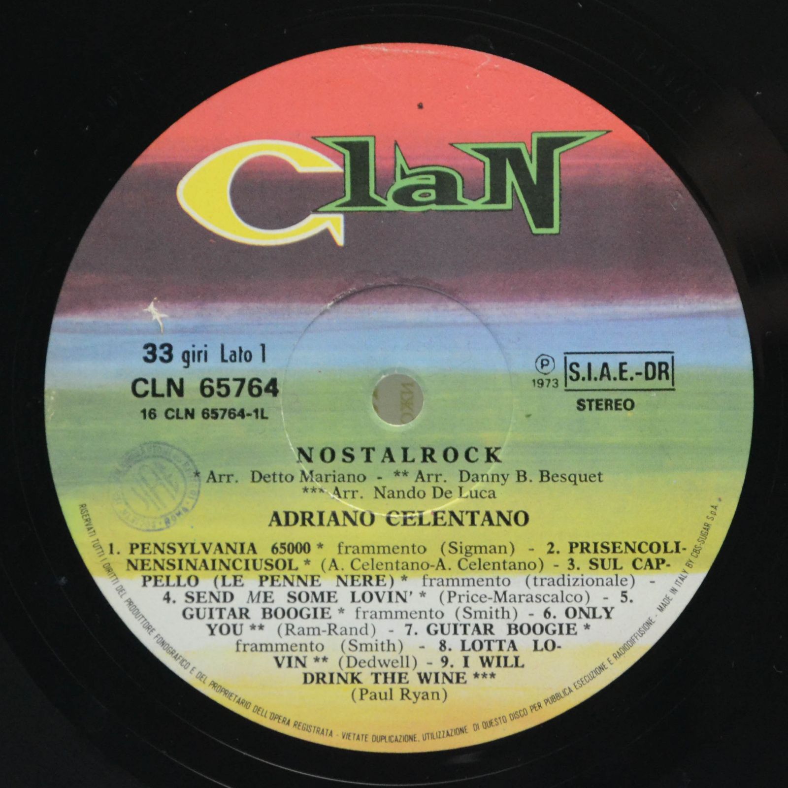 Adriano Celentano — Nostalrock (1-st, Italy, Clan), 1973