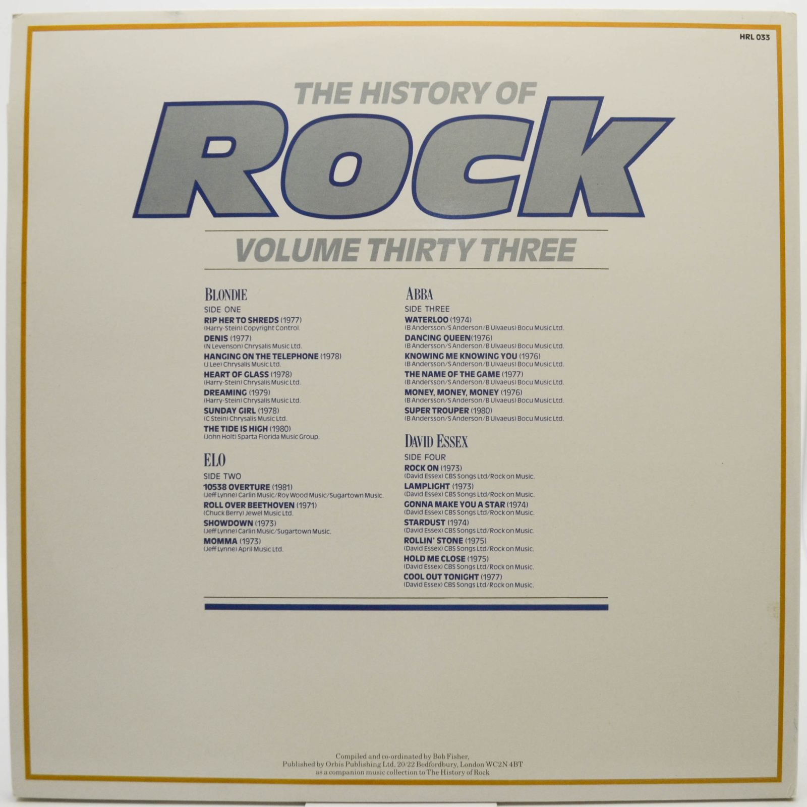 Blondie / ELO / ABBA / David Essex — The History Of Rock (Volume Thirty Three) (2LP, UK), 1985