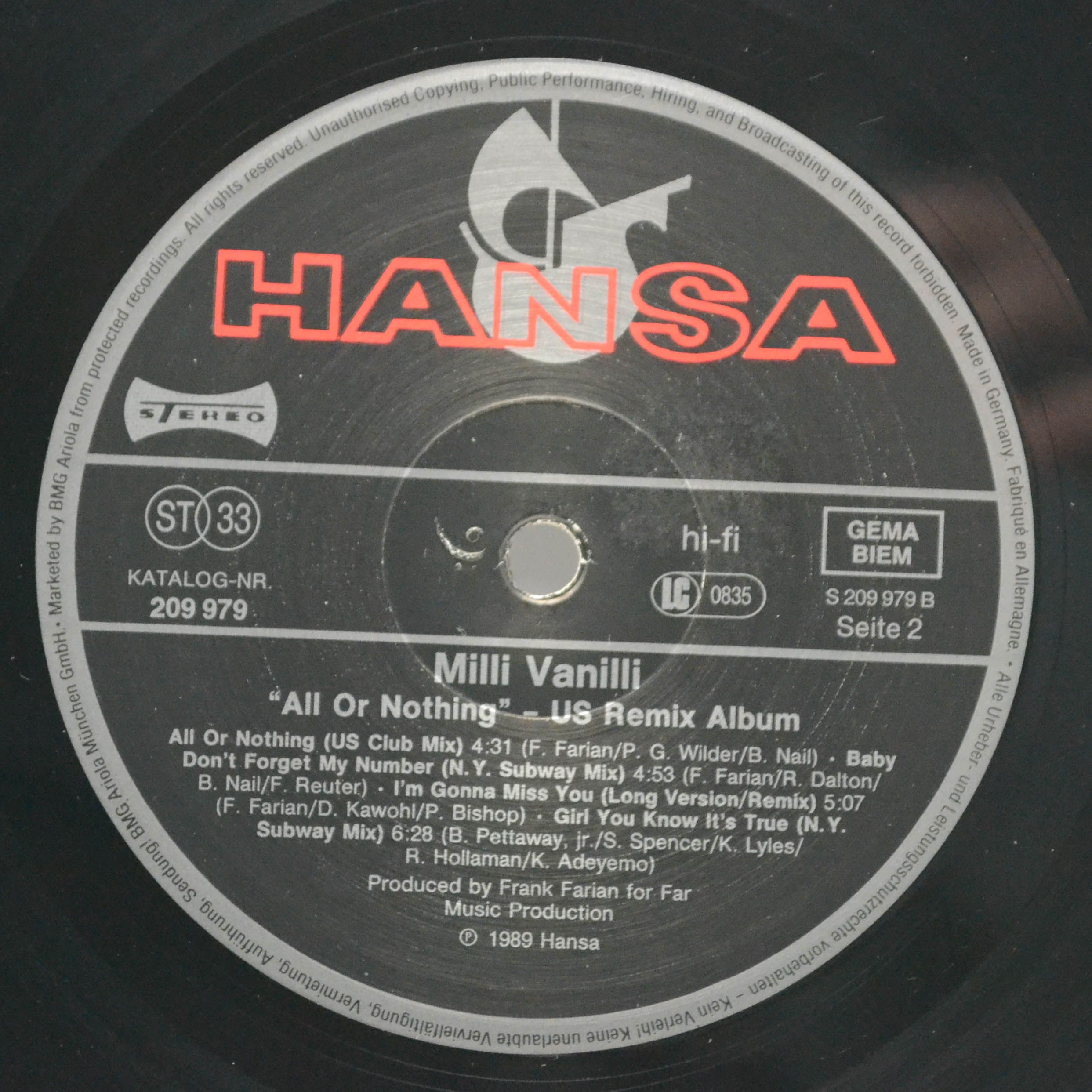 Milli Vanilli — All Or Nothing - The U.S.-Remix Album, 1989
