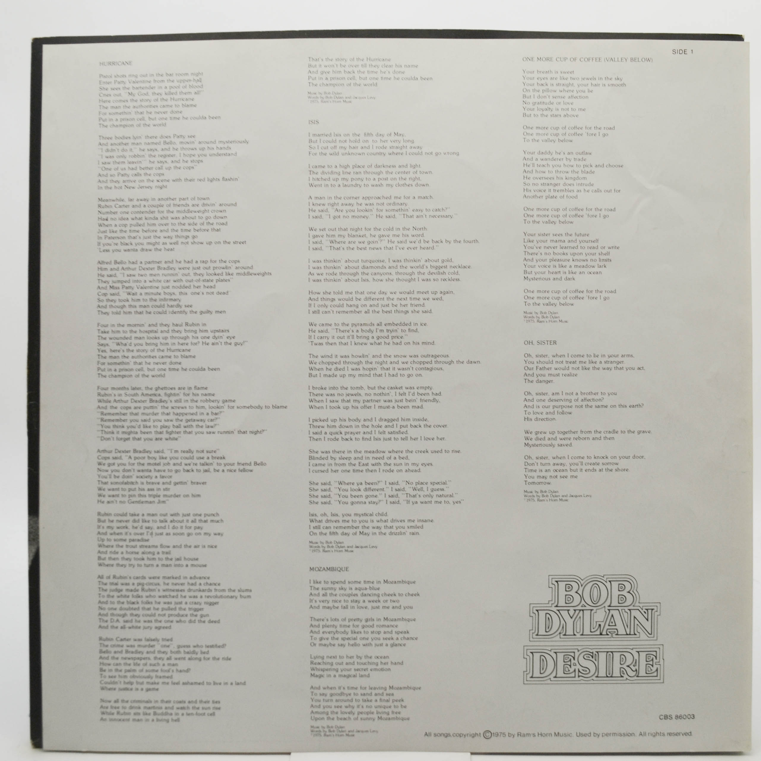 Bob Dylan — Desire, 1977