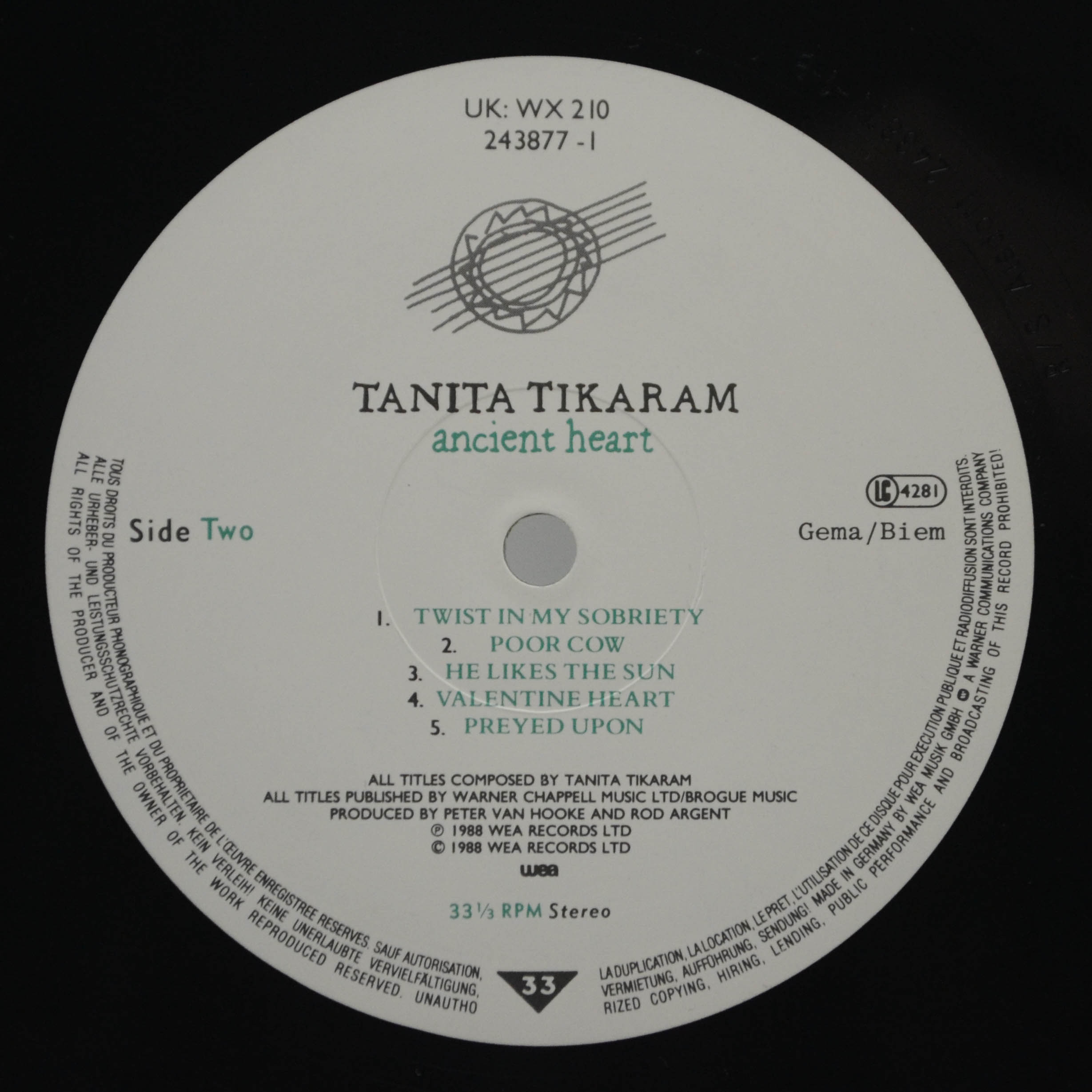 Виниловая пластинка Tanita Tikaram — Ancient Heart, 1988