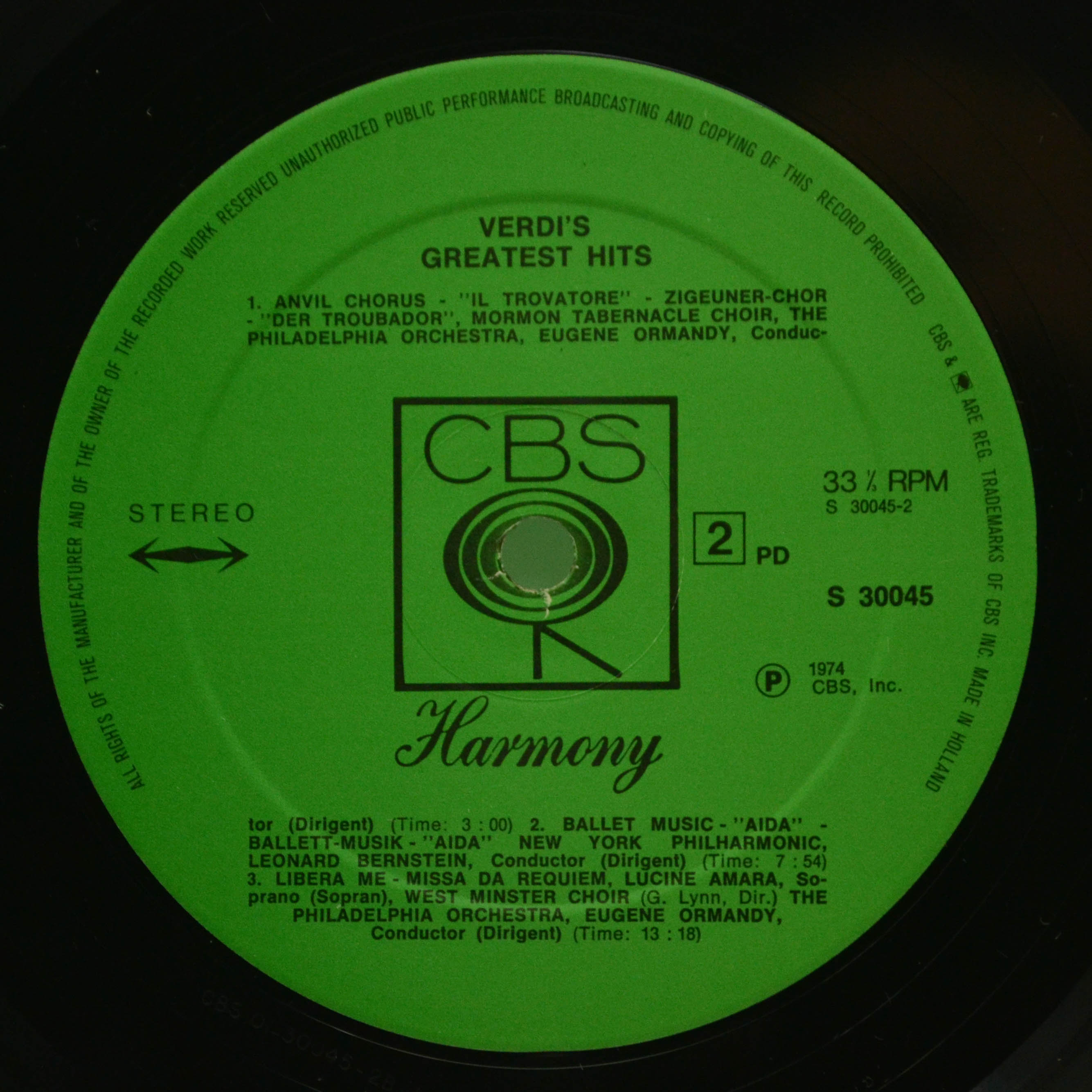 Various — Verdi's Greatest Hits, 1974