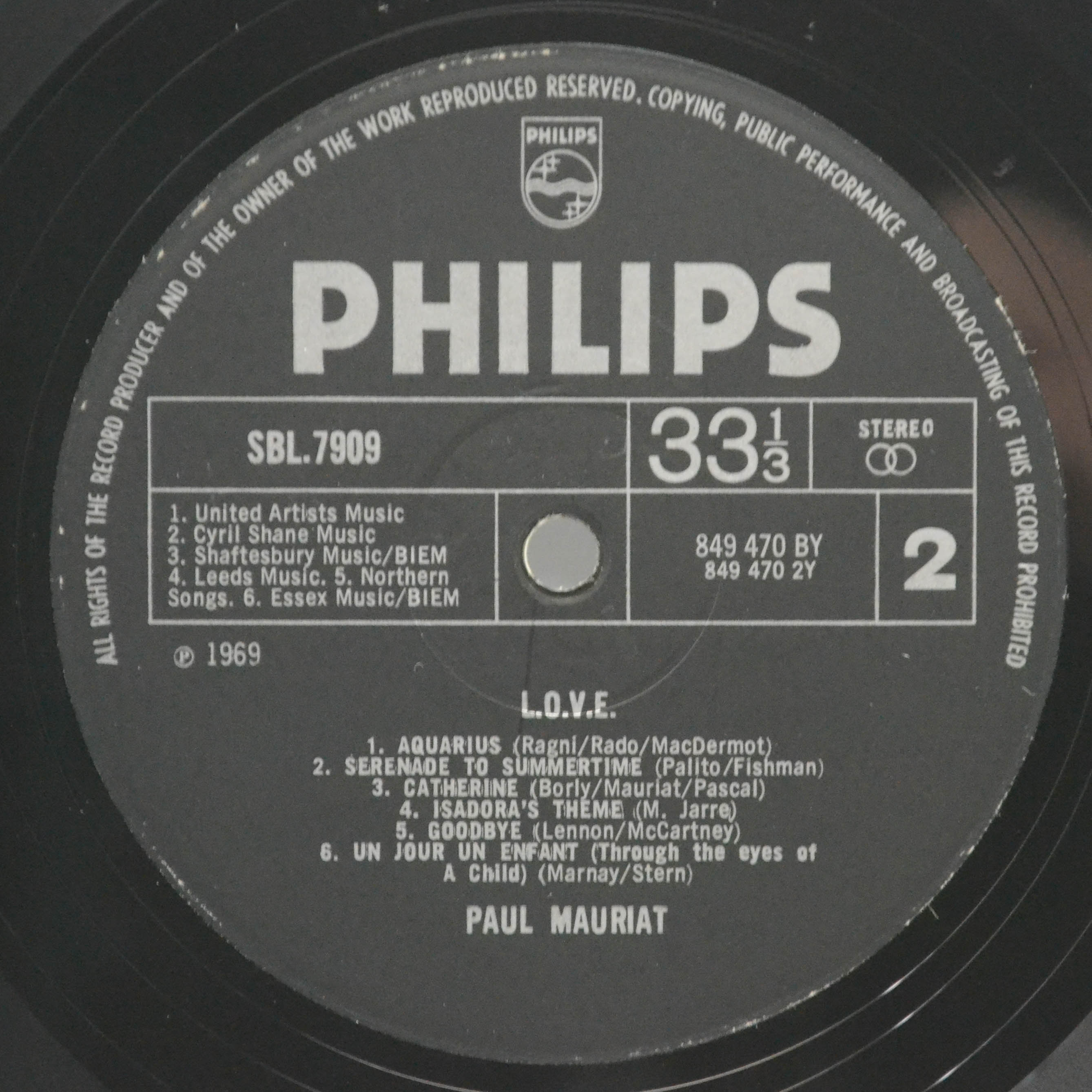 Paul Mauriat And His Orchestra — L.O.V.E. (UK), 1969