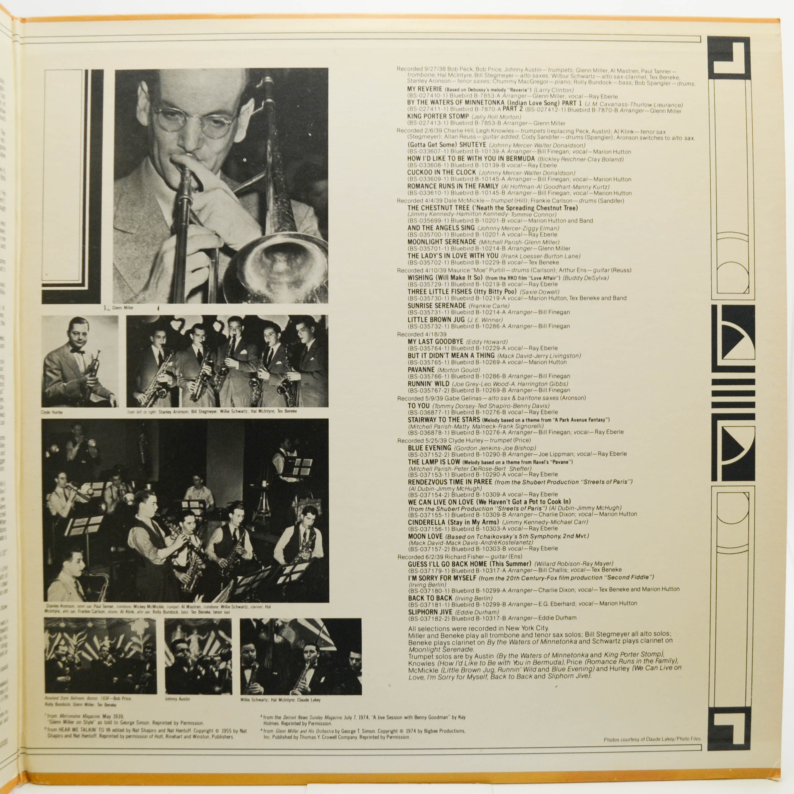 Glenn Miller — The Complete Glenn Miller Vol. 1 1938-1939 (2LP, USA), 1975